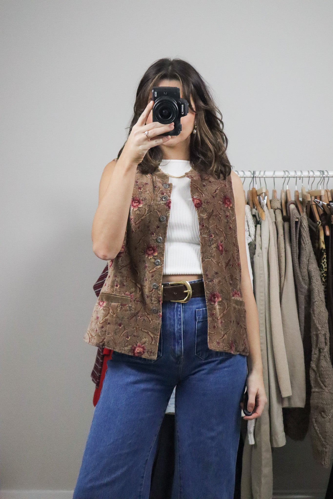 April Cornell x Velvet Cotton Flower Vest (S/M)