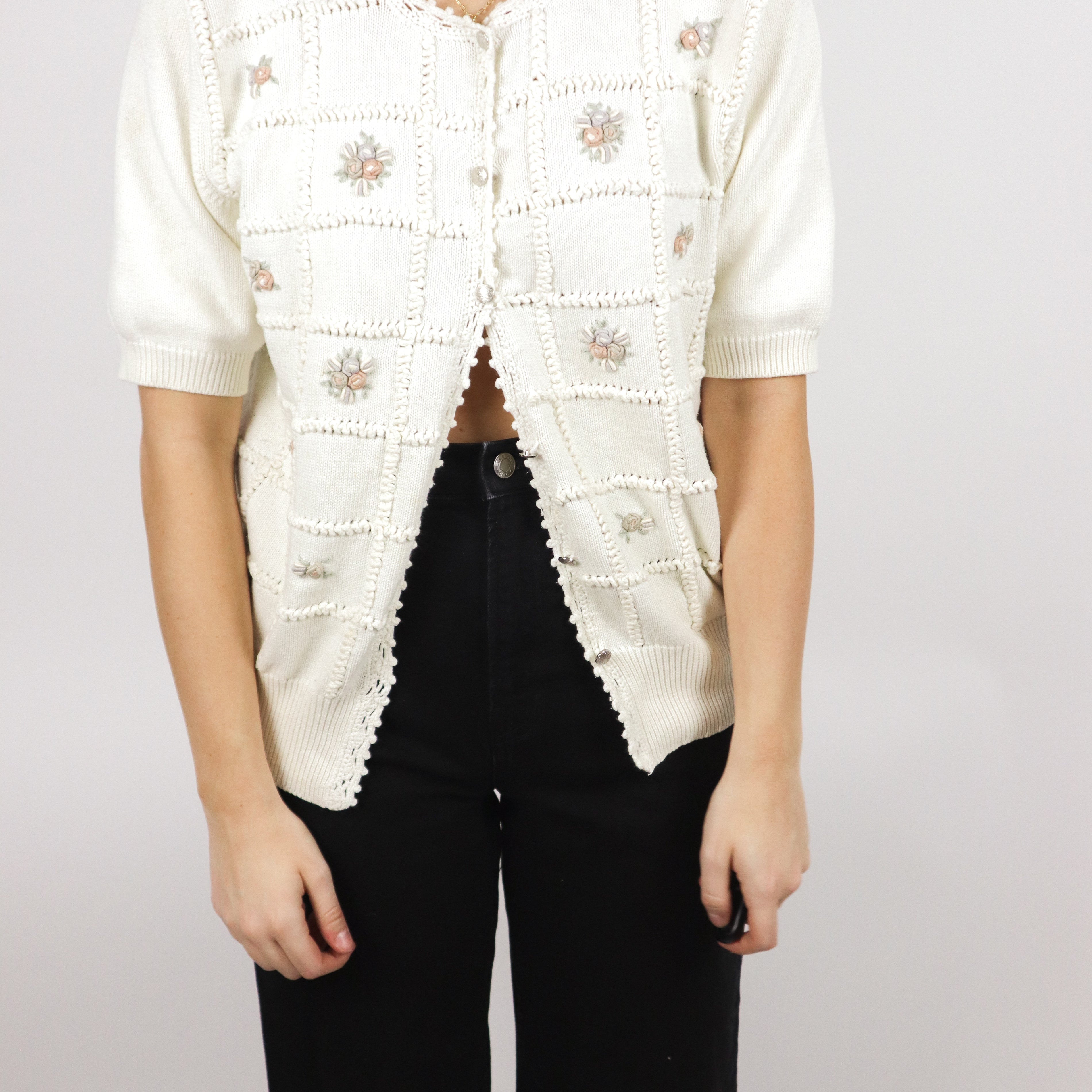 Vintage x Embroidered Short Sleeve Knit (M)