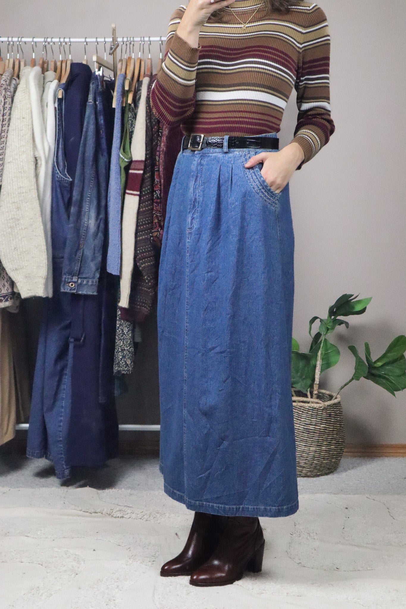 Vintage x Denim Maxi Skirt (6)