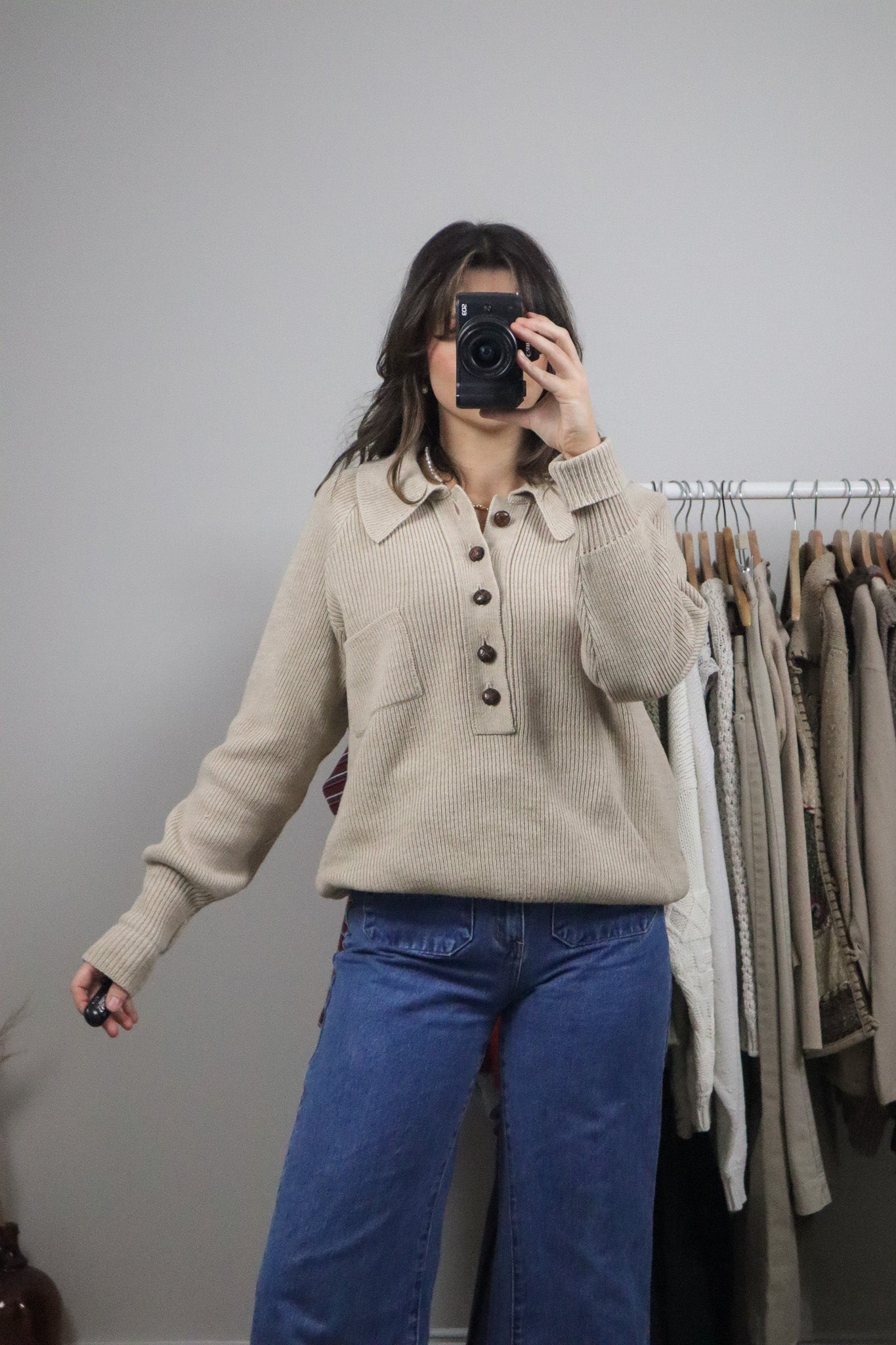 Vintage x Wool Blend Collared Knit (S-M)