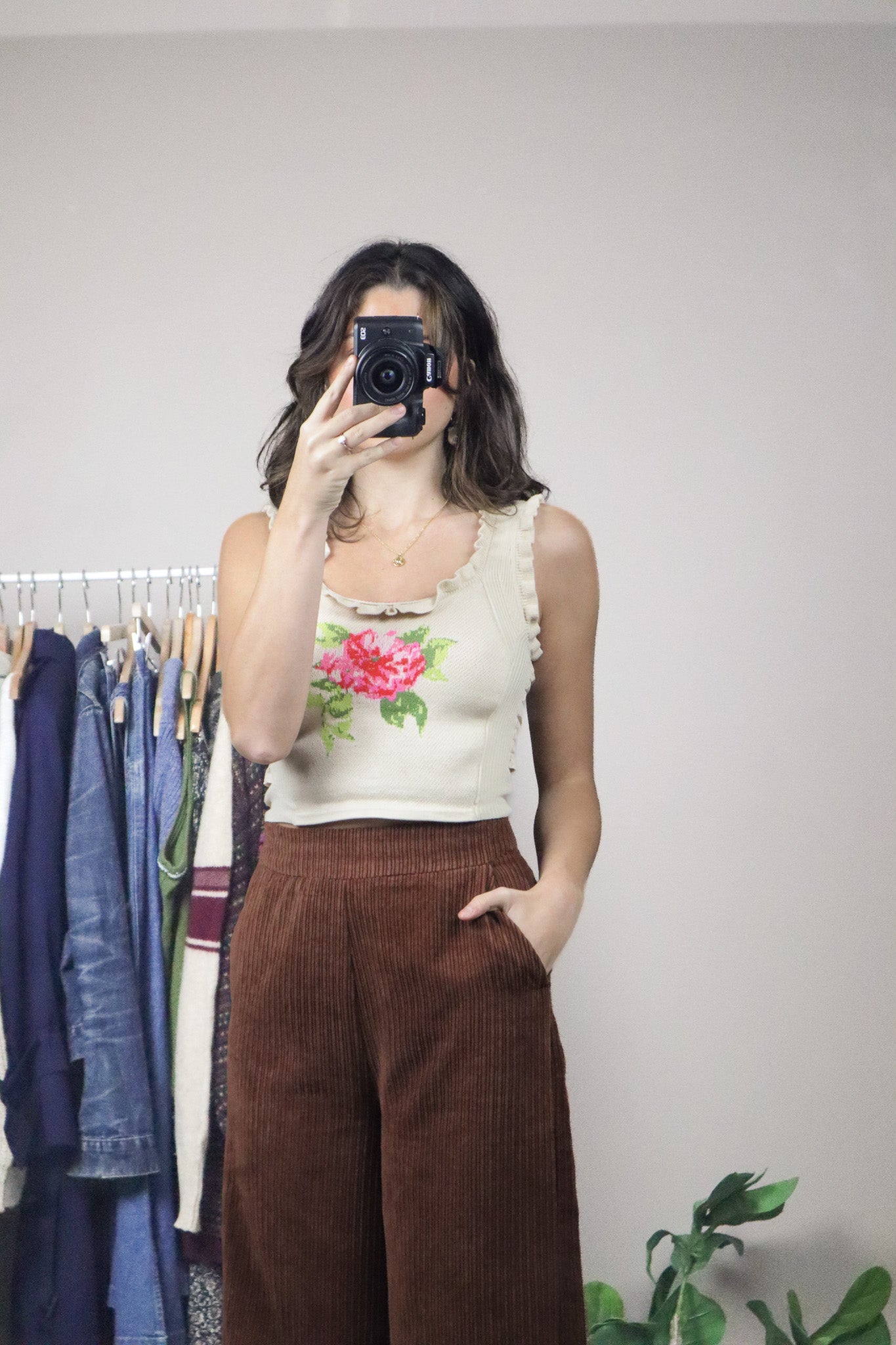 Modern x Anthropologie Floral Open Back Tank (XS)