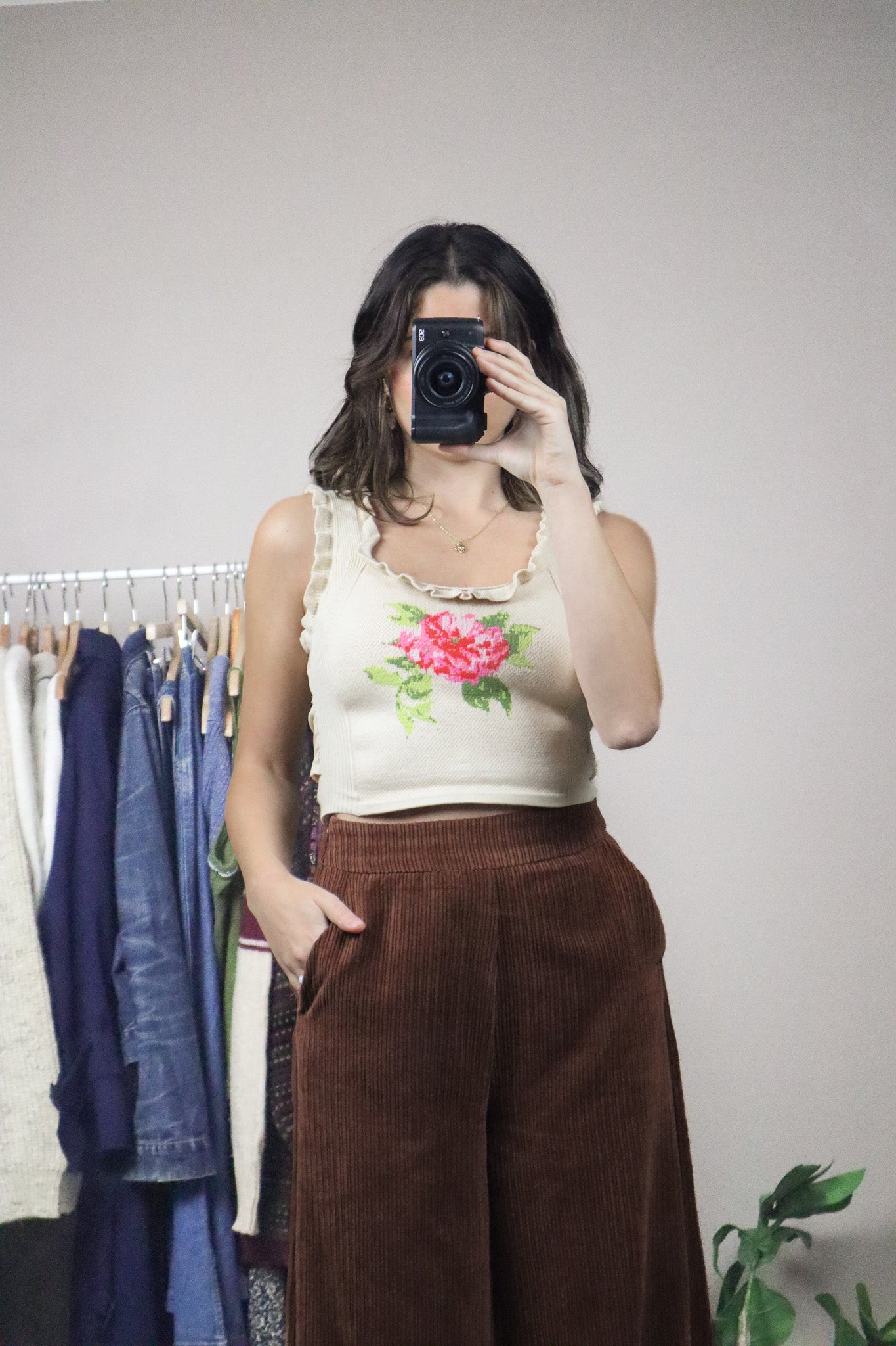 Modern x Anthropologie Floral Open Back Tank (XS)