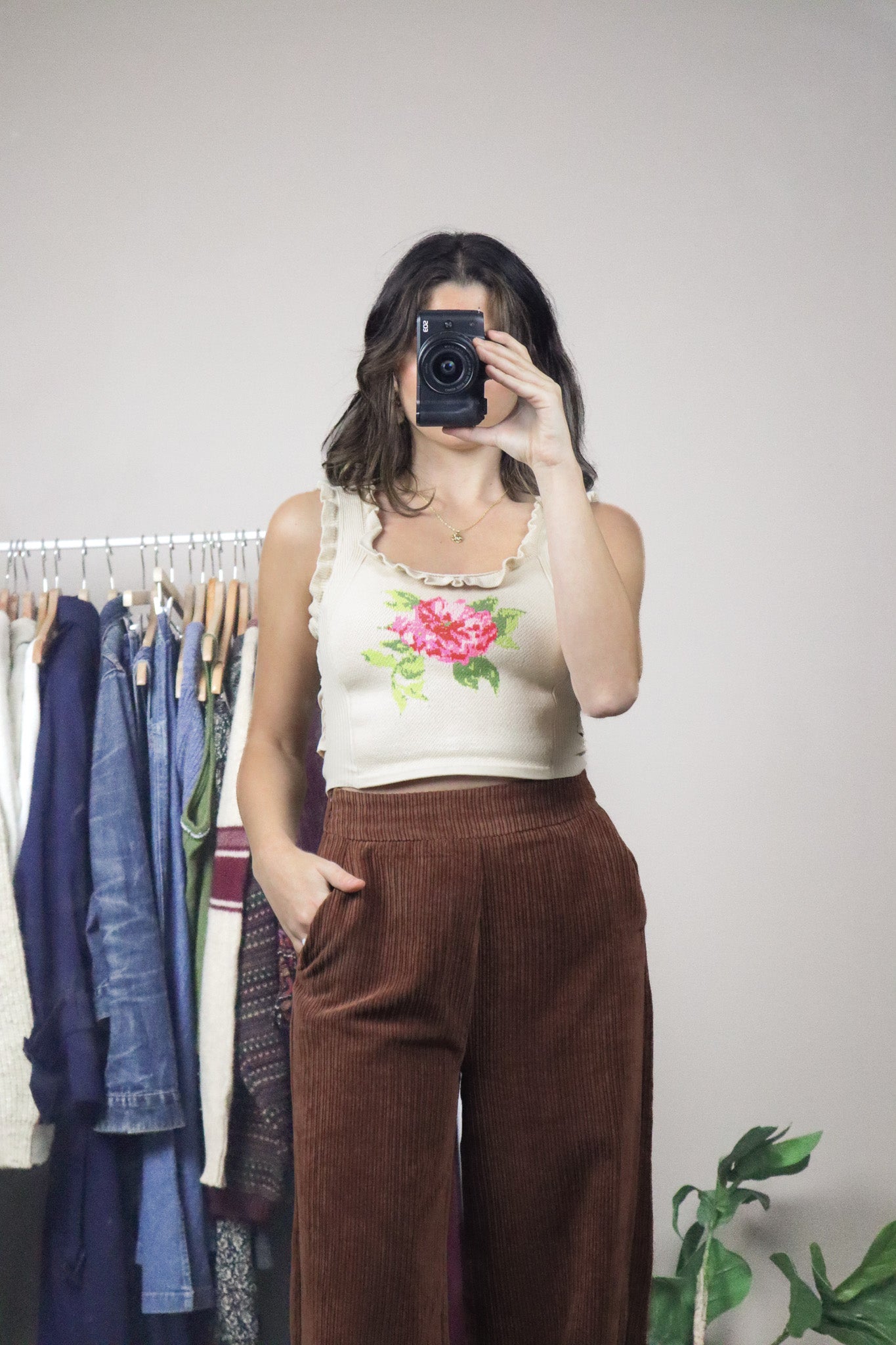 Modern x Anthropologie Floral Open Back Tank (XS)