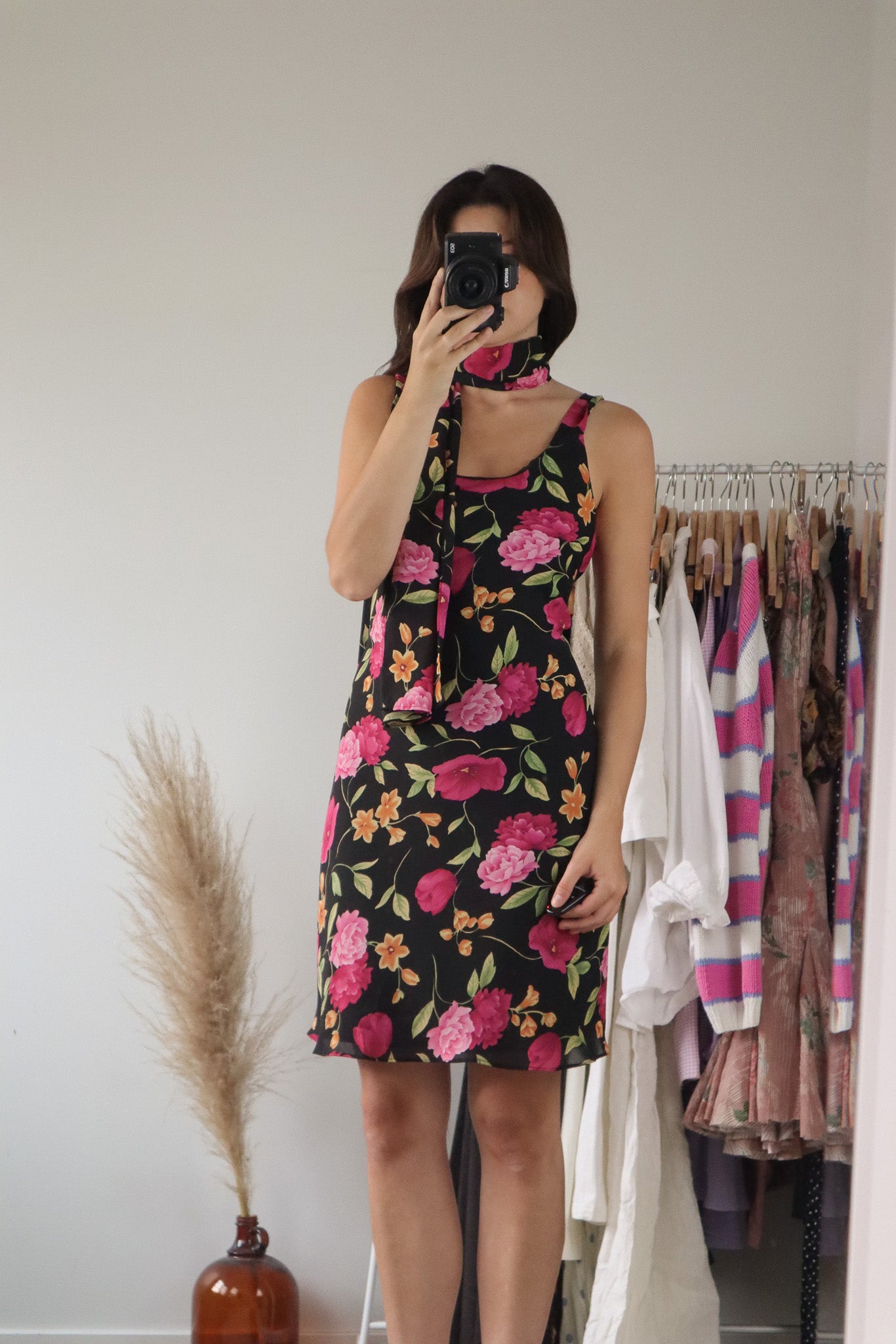 Vintage x Floral Midi Dress w/Scarf (8)