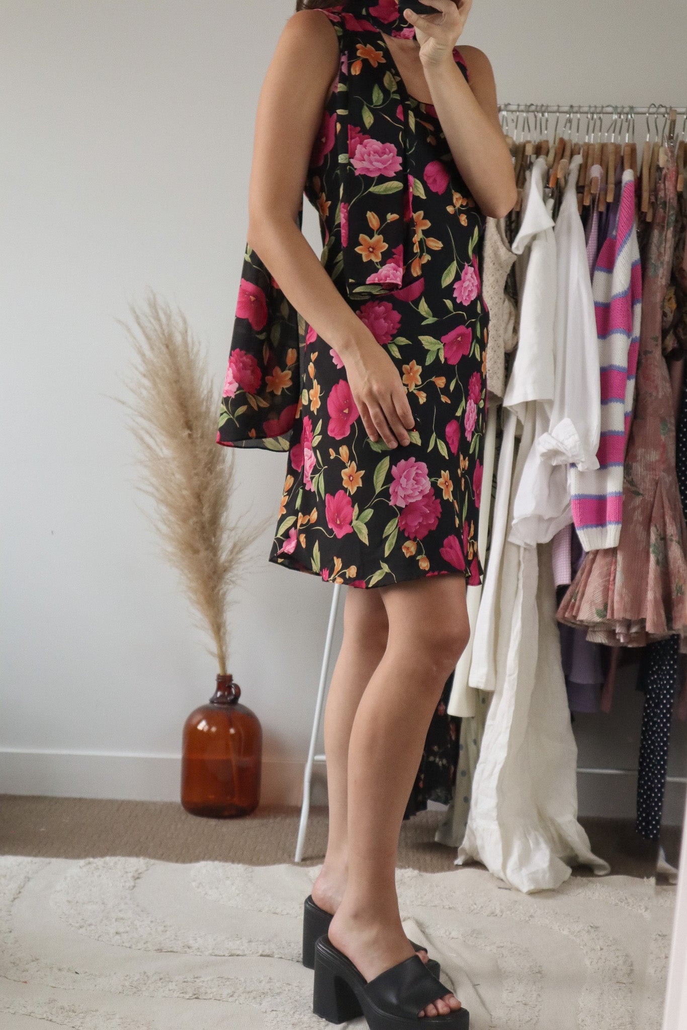Vintage x Floral Midi Dress w/Scarf (8)