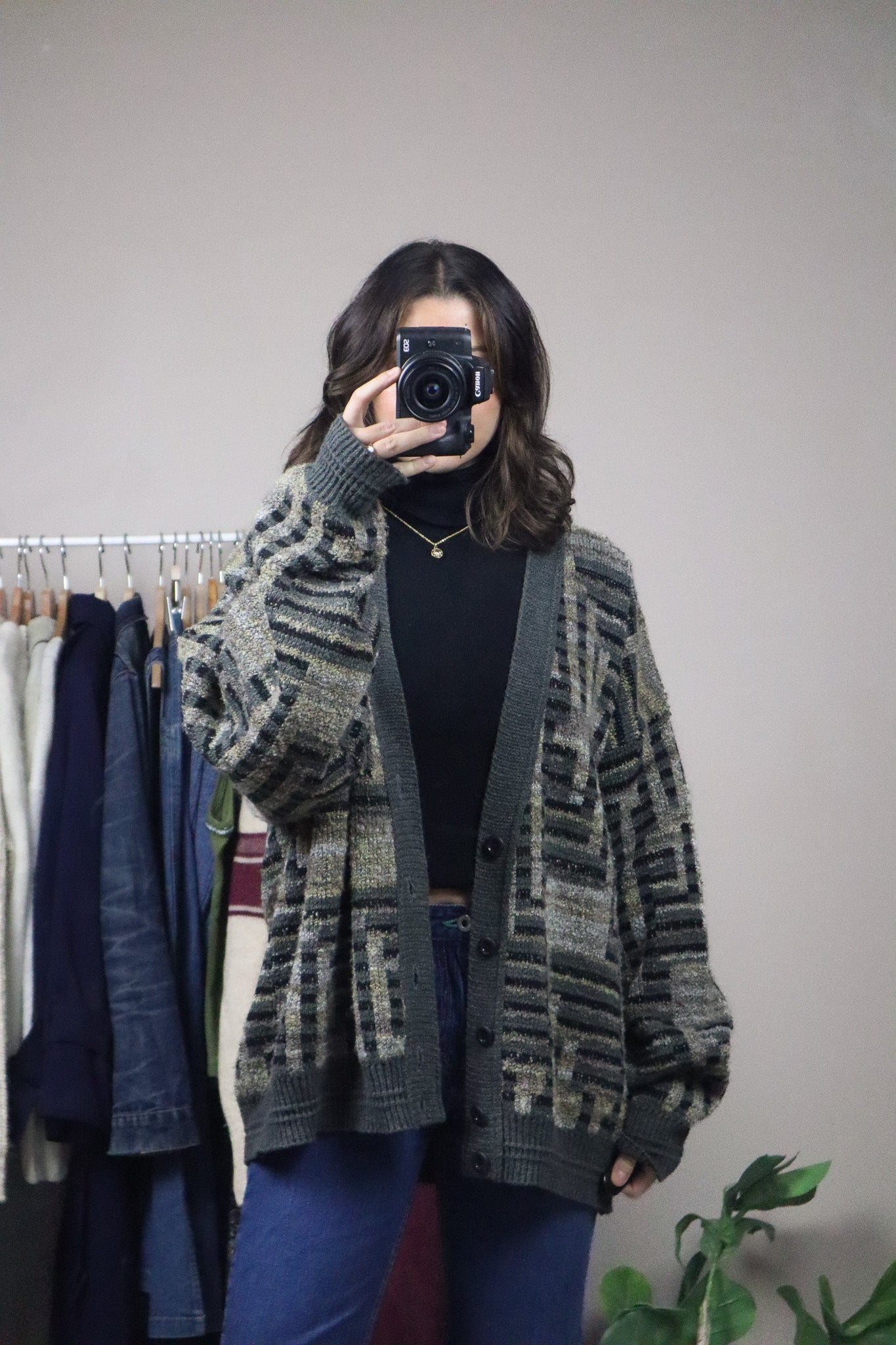Made in Canada x Vintage x Wool & Mohair Blend Pattered Cardigan (L-XXXL)