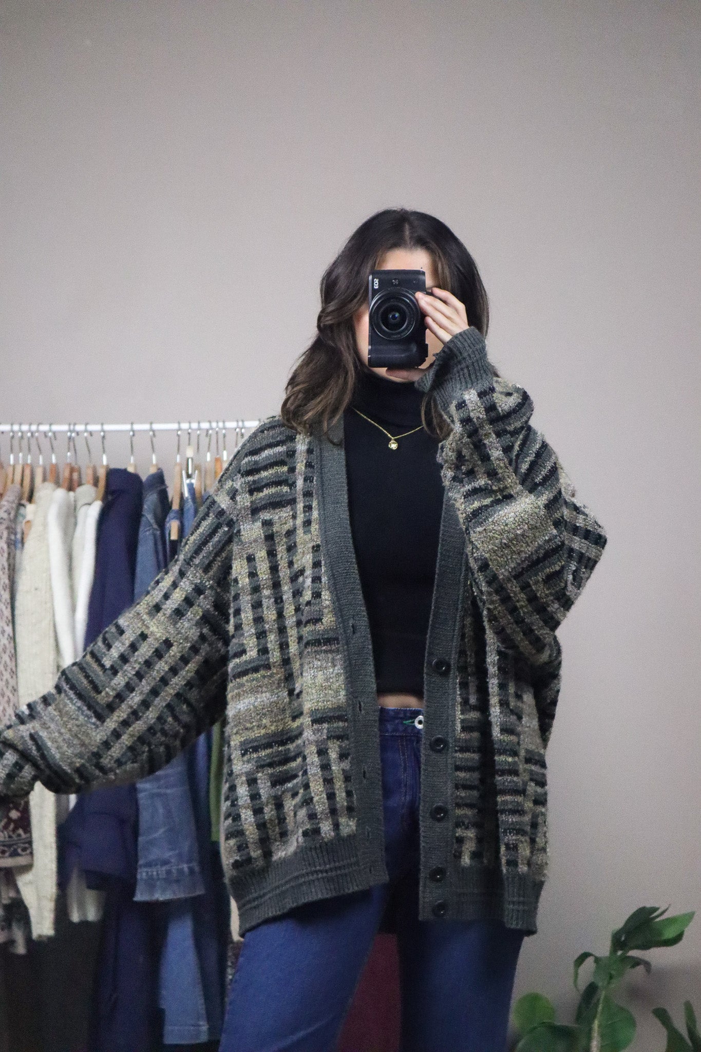 Made in Canada x Vintage x Wool & Mohair Blend Pattered Cardigan (L-XXXL)
