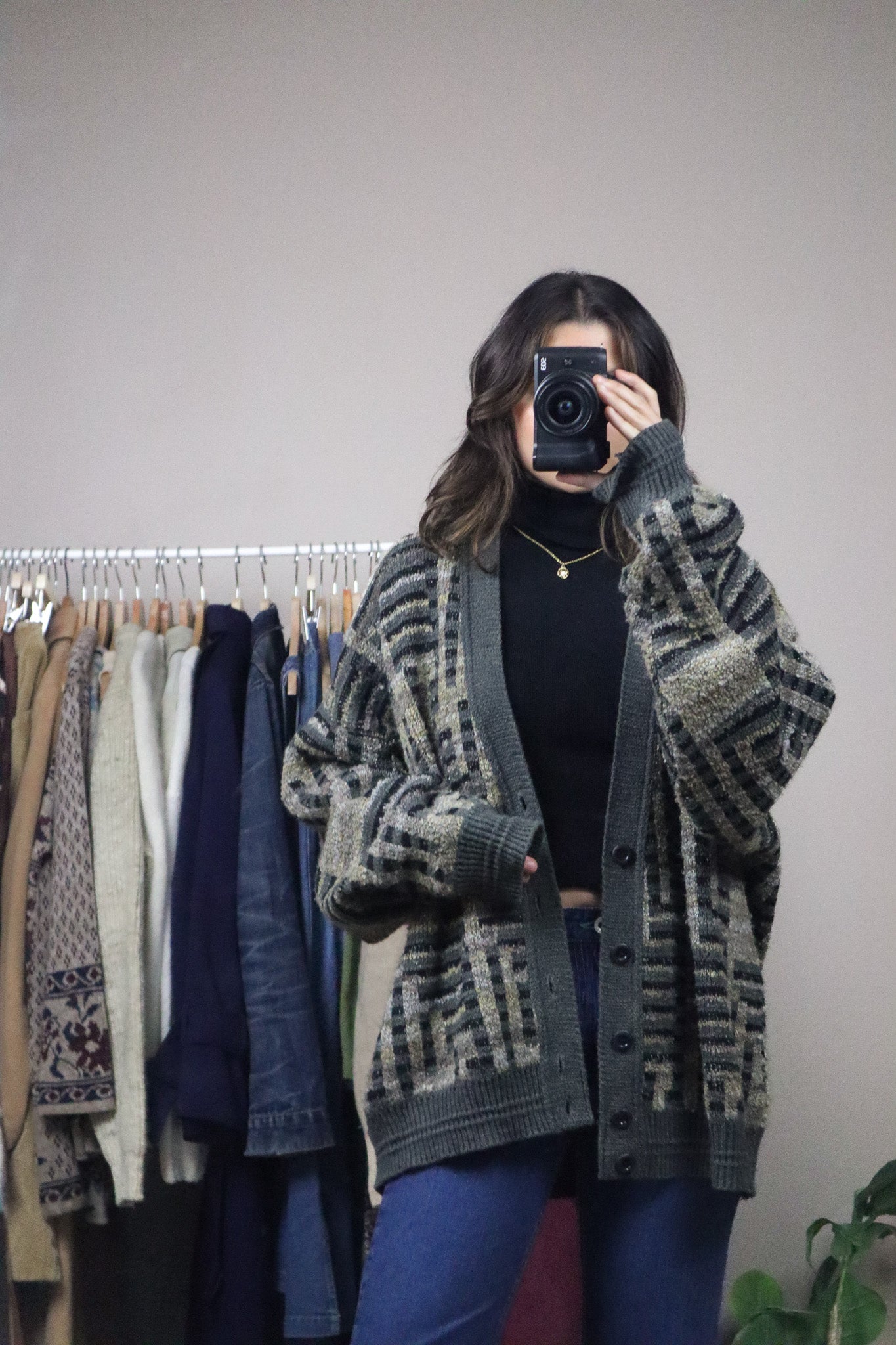 Made in Canada x Vintage x Wool & Mohair Blend Pattered Cardigan (L-XXXL)