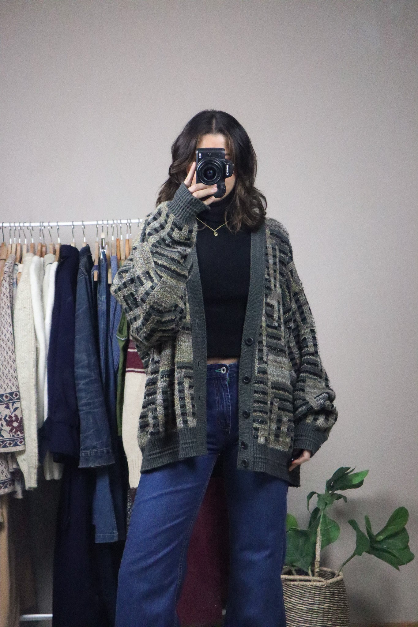 Made in Canada x Vintage x Wool & Mohair Blend Pattered Cardigan (L-XXXL)