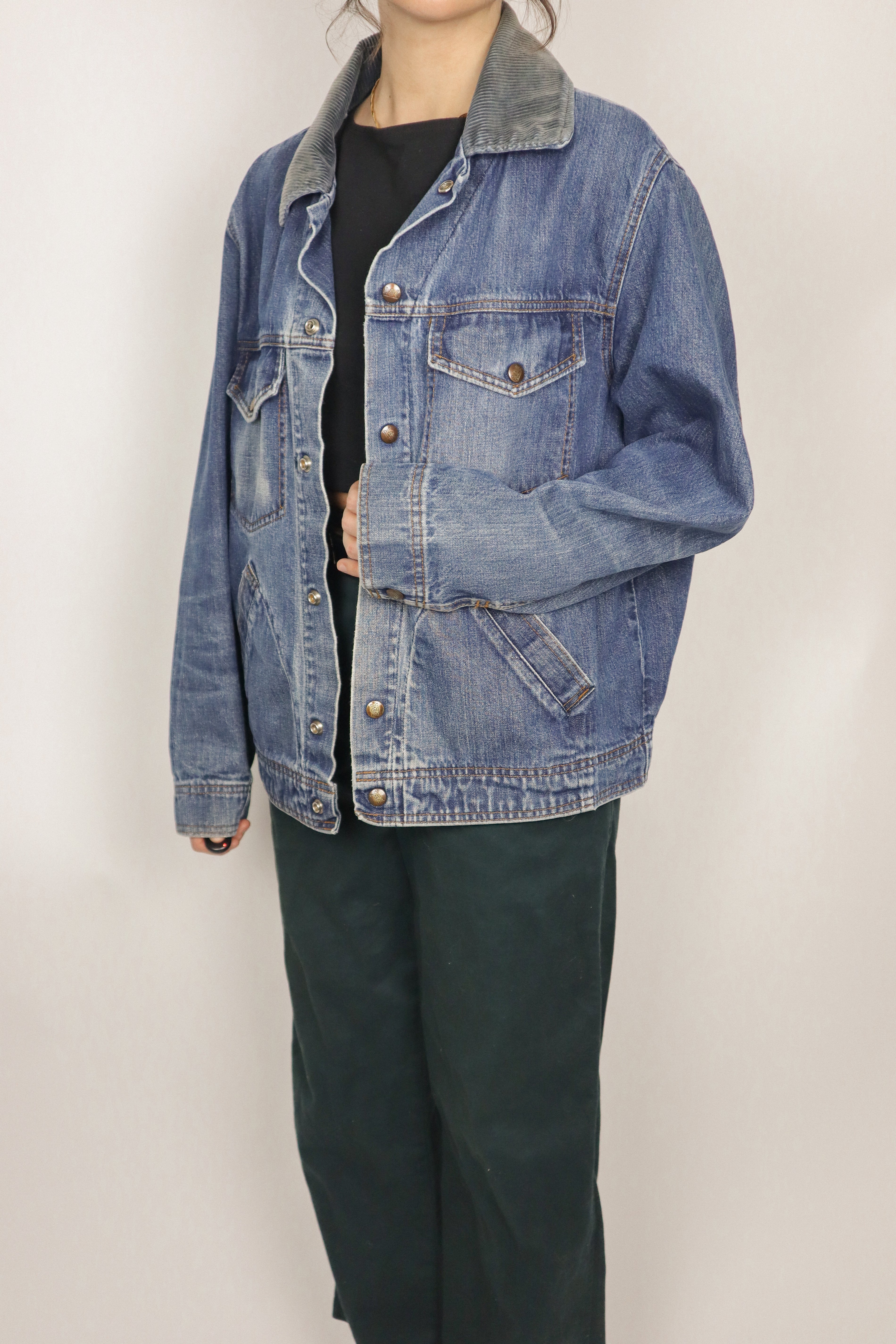 Made in Canada x Vintage x Denim Corduroy Collared Jacket (M)