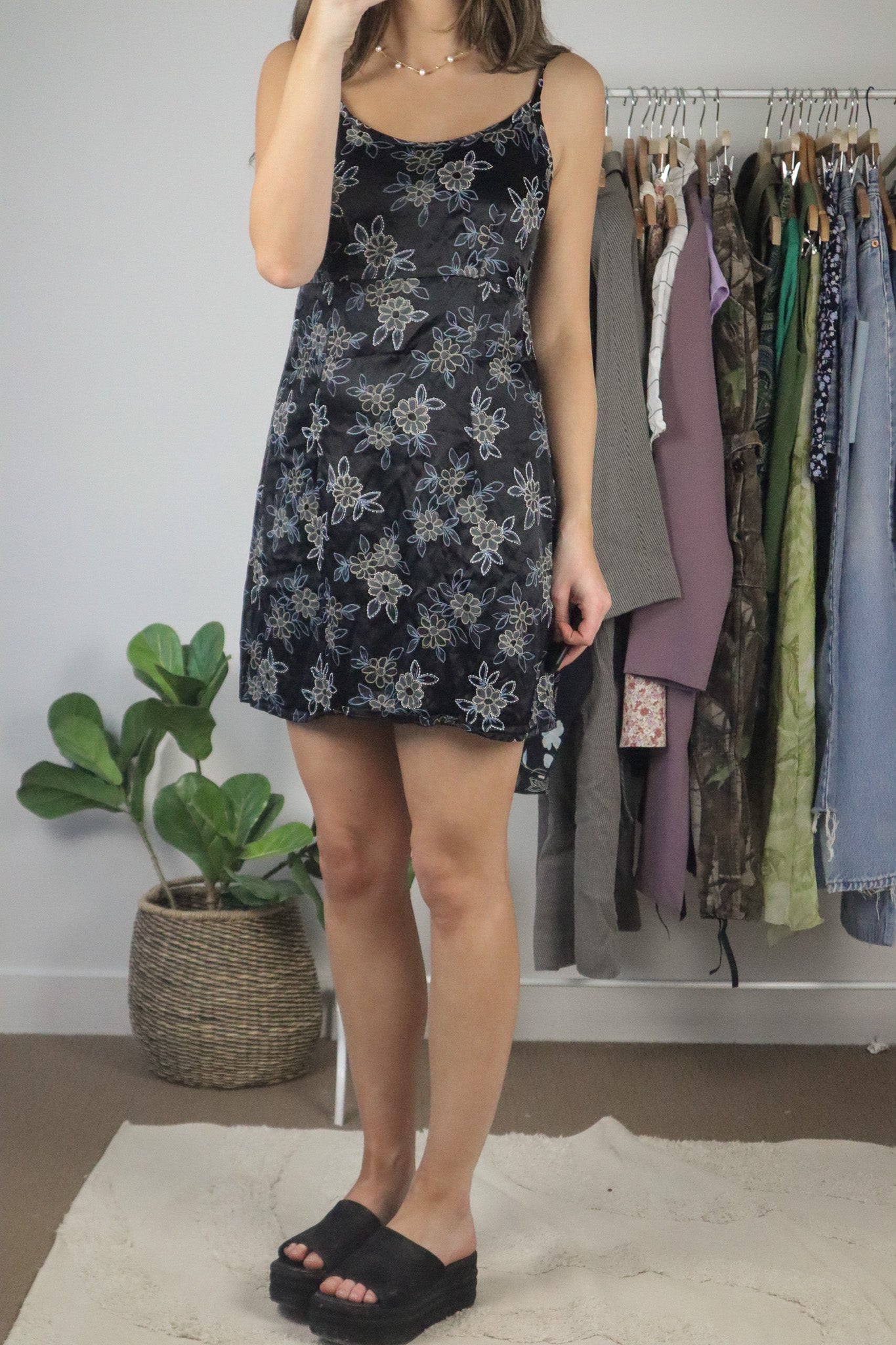 Made in USA x Vintage x Satin Floral Dress (6/8)