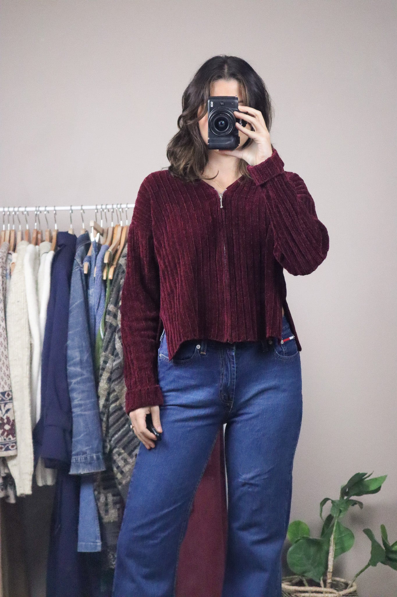 Vintage x Cropped Zip Up Swearer (M)