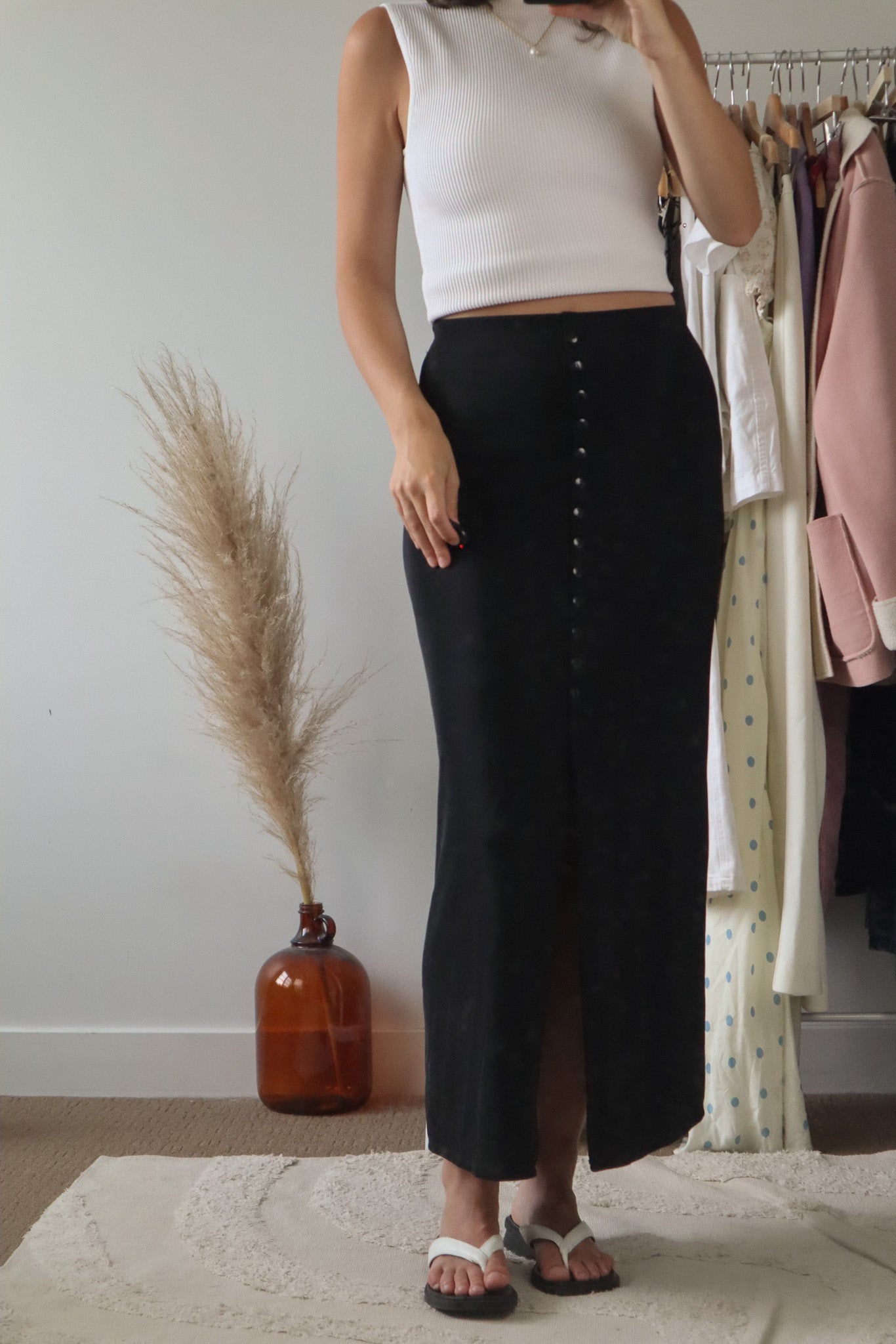Made in USA x Vintage x Button Maxi Skirt (2/4)