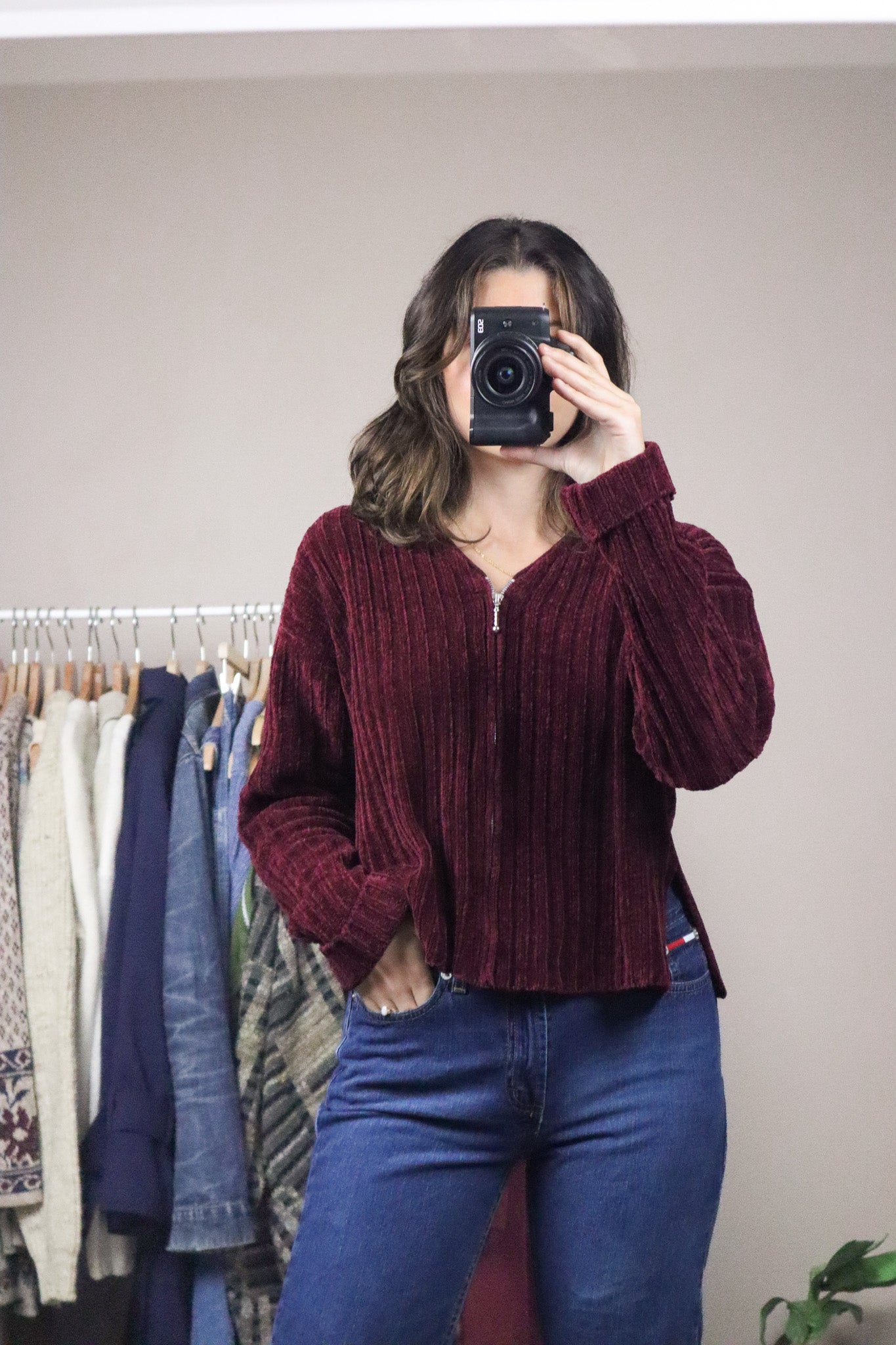 Vintage x Cropped Zip Up Swearer (M)