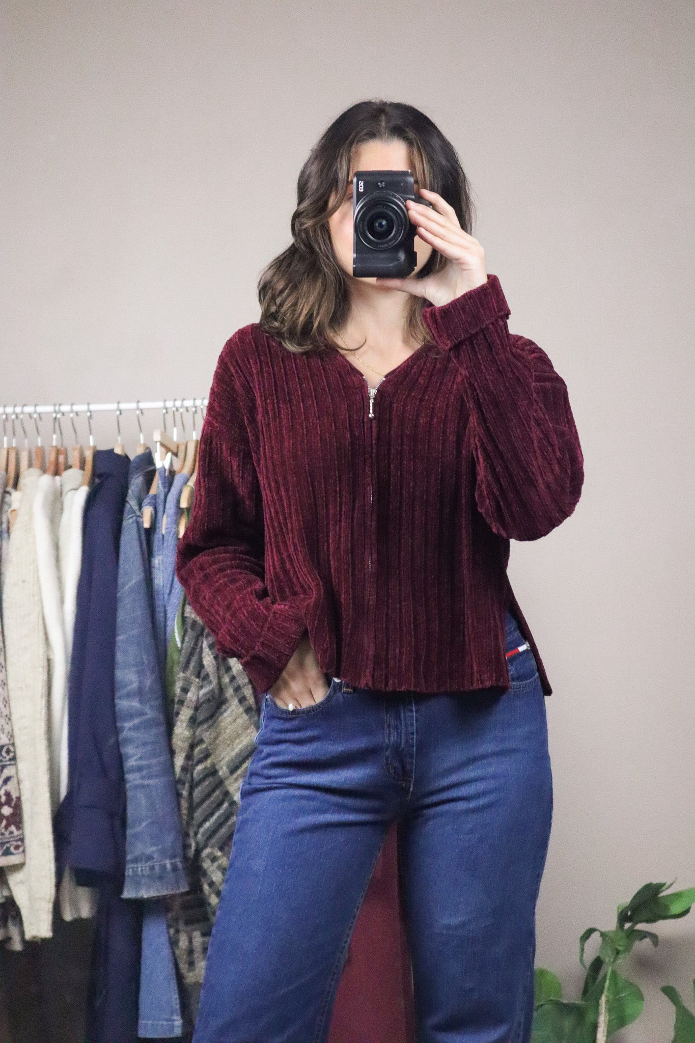 Vintage x Cropped Zip Up Swearer (M)