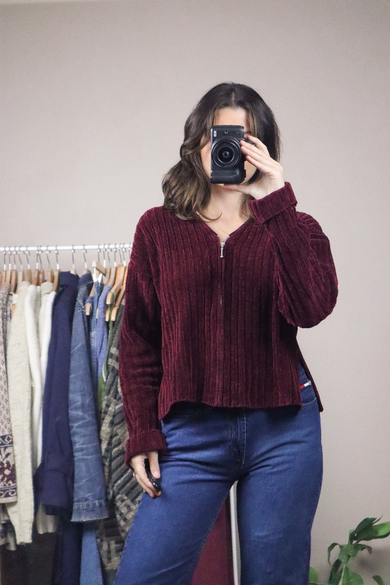 Vintage x Cropped Zip Up Swearer (M)