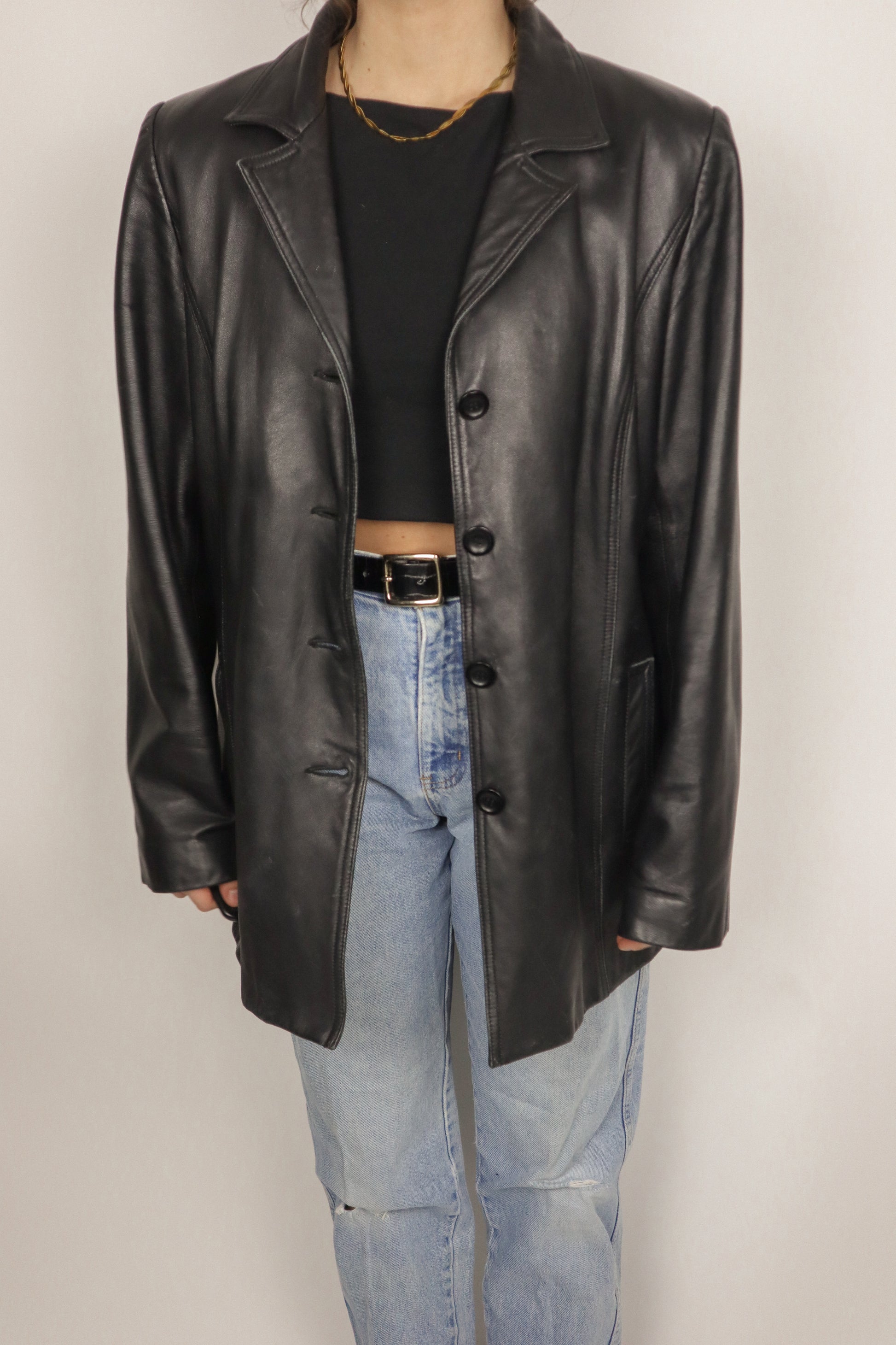 Vintage x Leather Blazer Jacket (L)