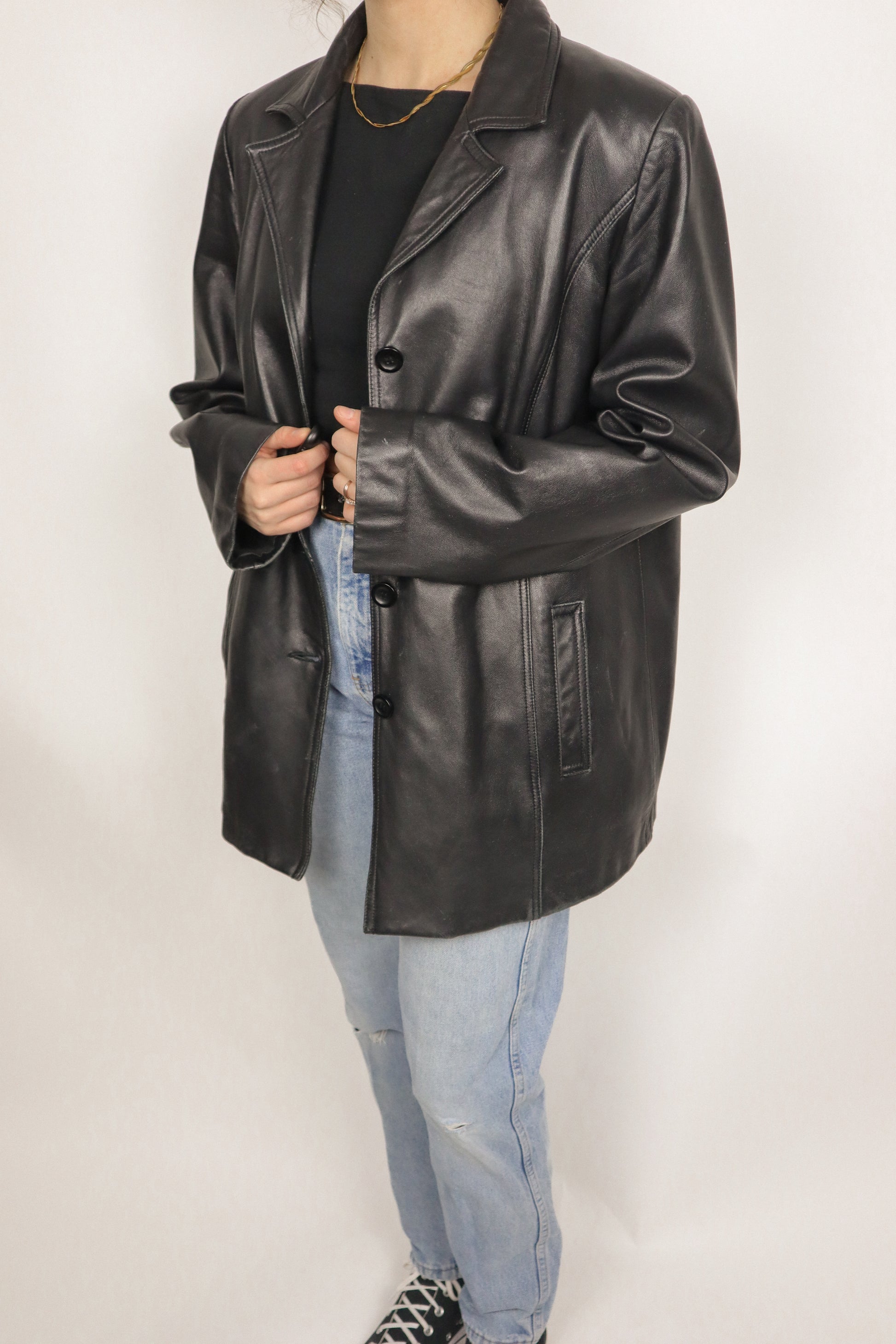 Vintage x Leather Blazer Jacket (L)