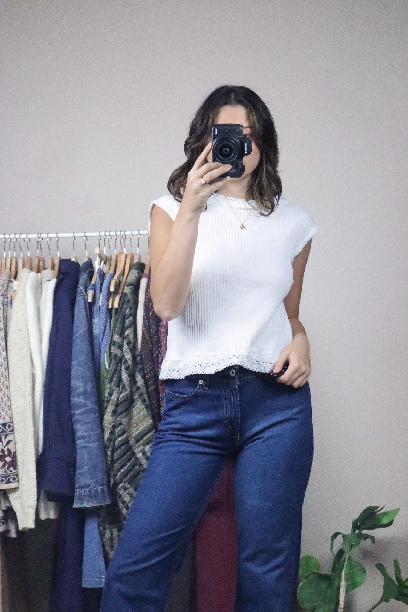Vintage x Lace Trim Tank (S)