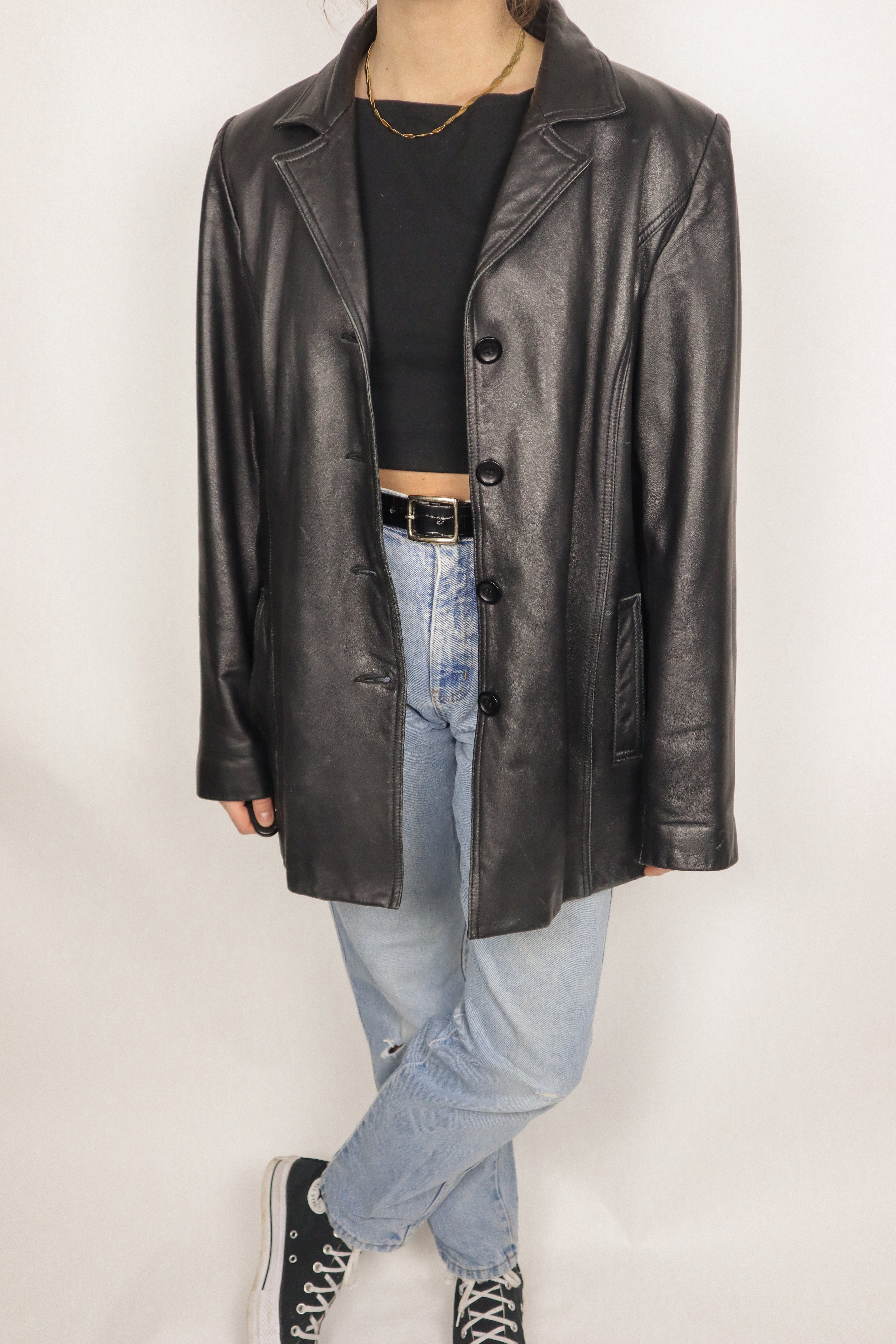 Vintage x Leather Blazer Jacket (L)