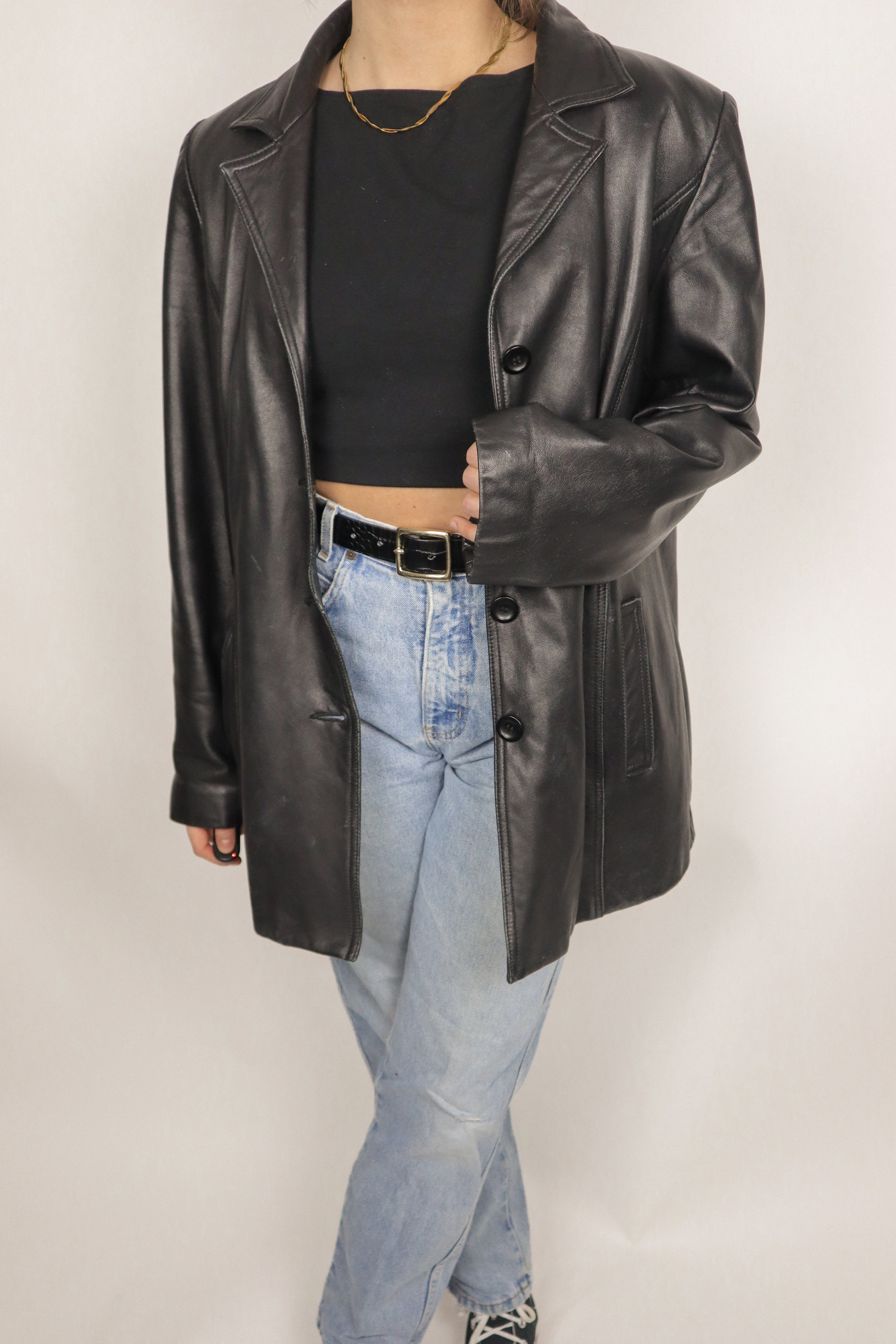 Vintage x Leather Blazer Jacket (L)