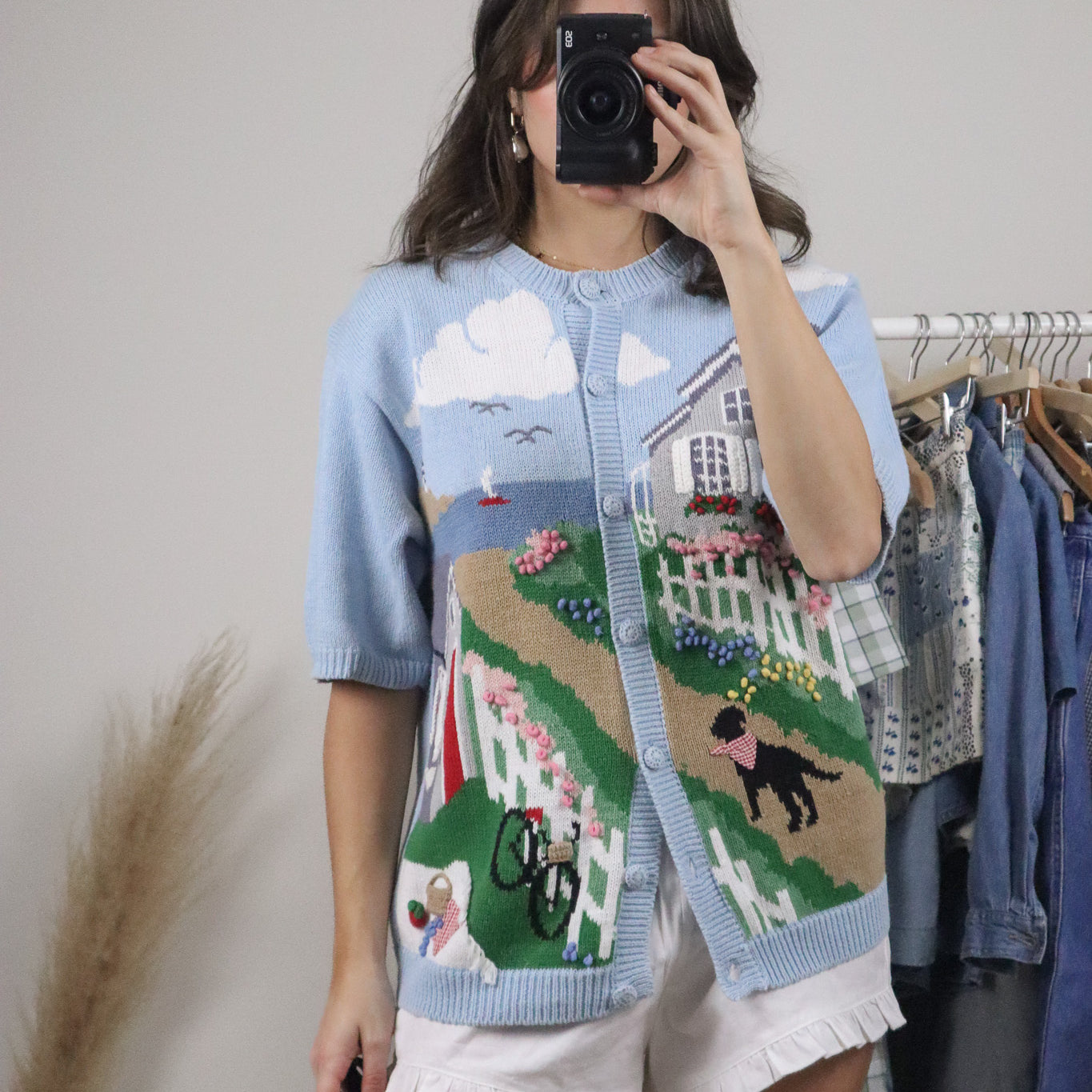 Vintage x Hand Embroidered 3D Graphic Short Sleeve Knit (M)
