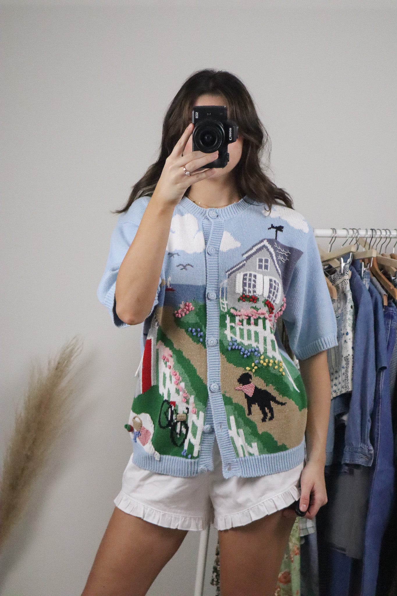Vintage x Hand Embroidered 3D Graphic Short Sleeve Knit (M)