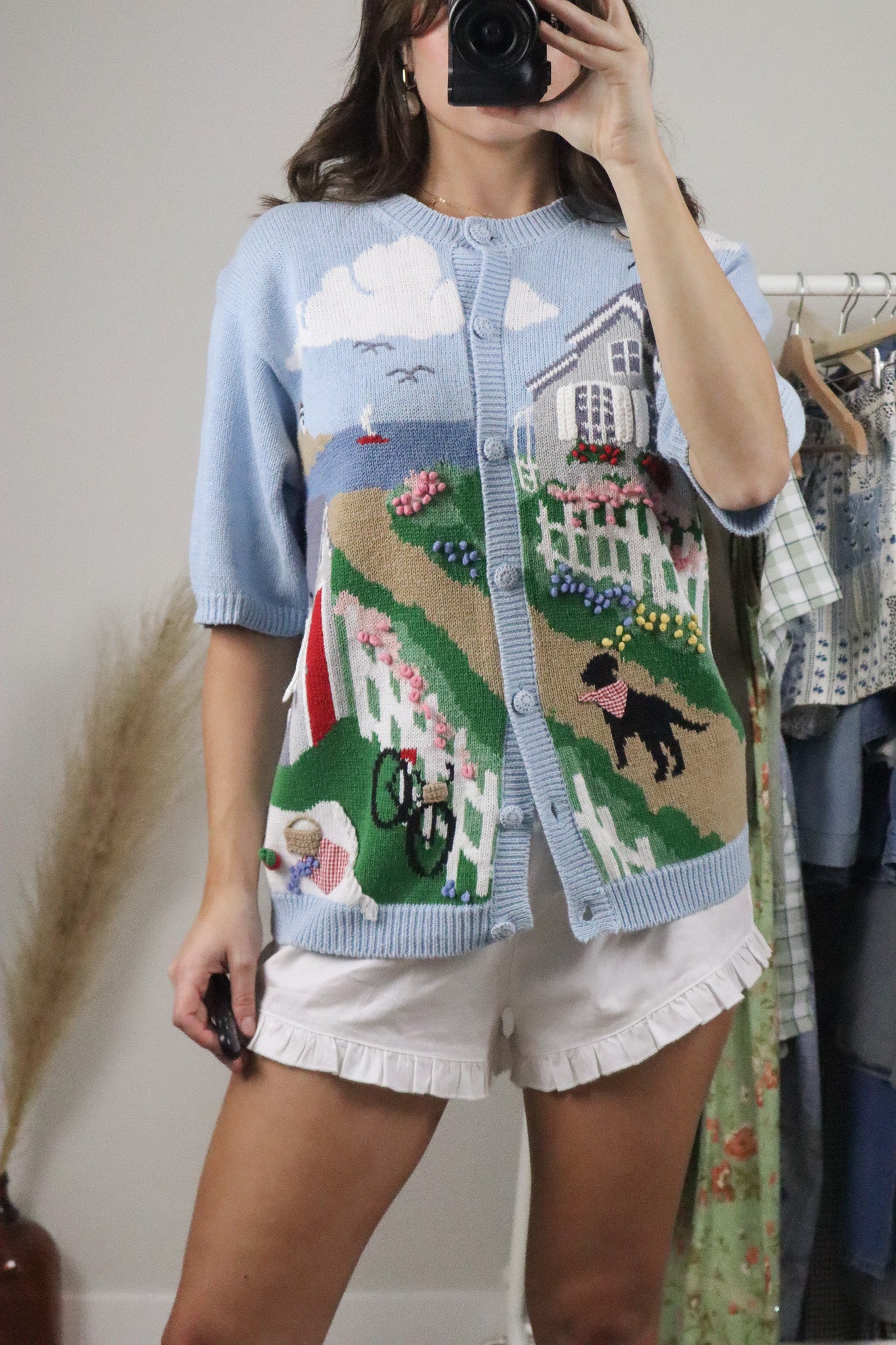 Vintage x Hand Embroidered 3D Graphic Short Sleeve Knit (M)