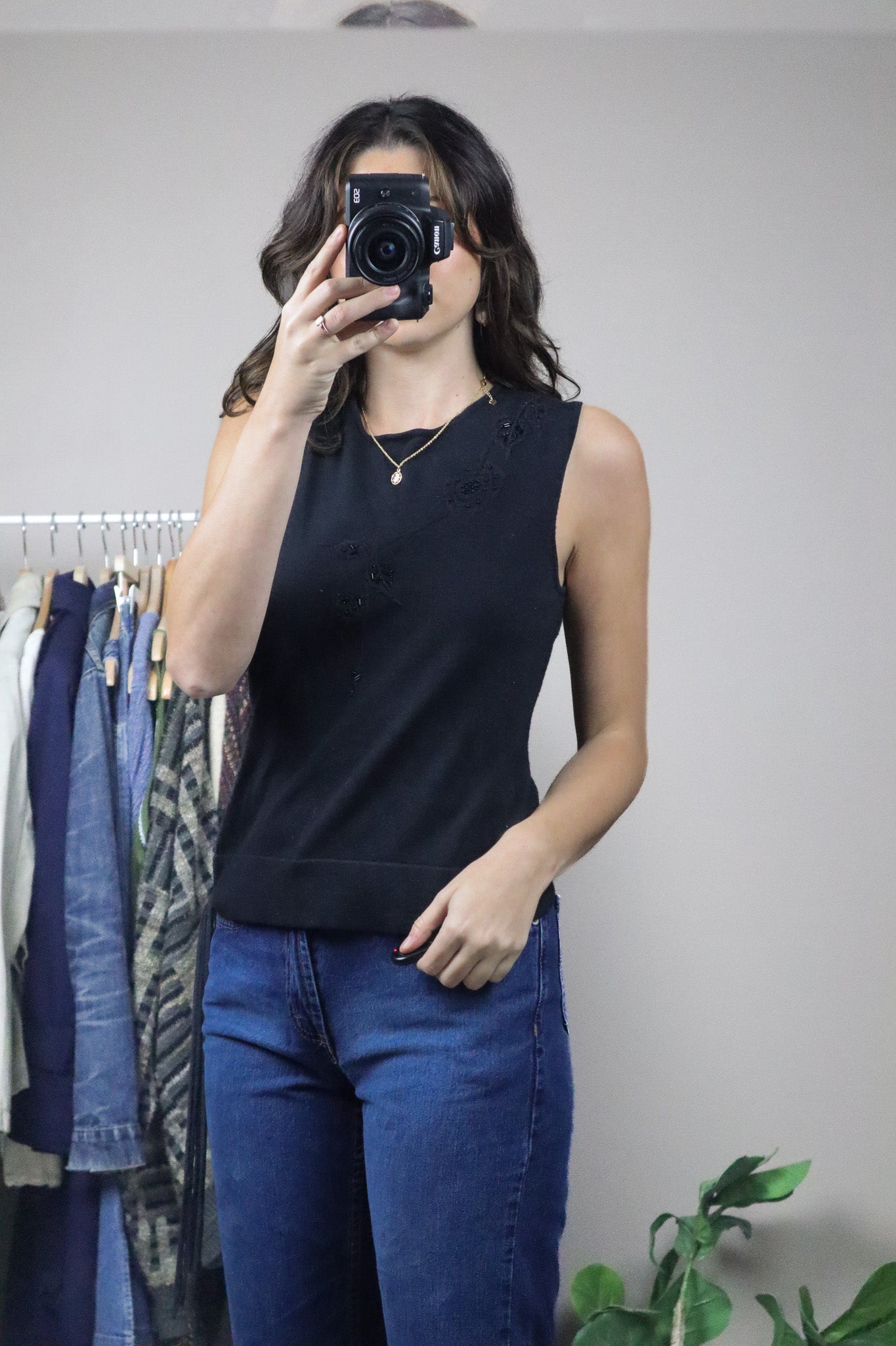 Vintage x Beaded & Embroided Knit Tank (S)