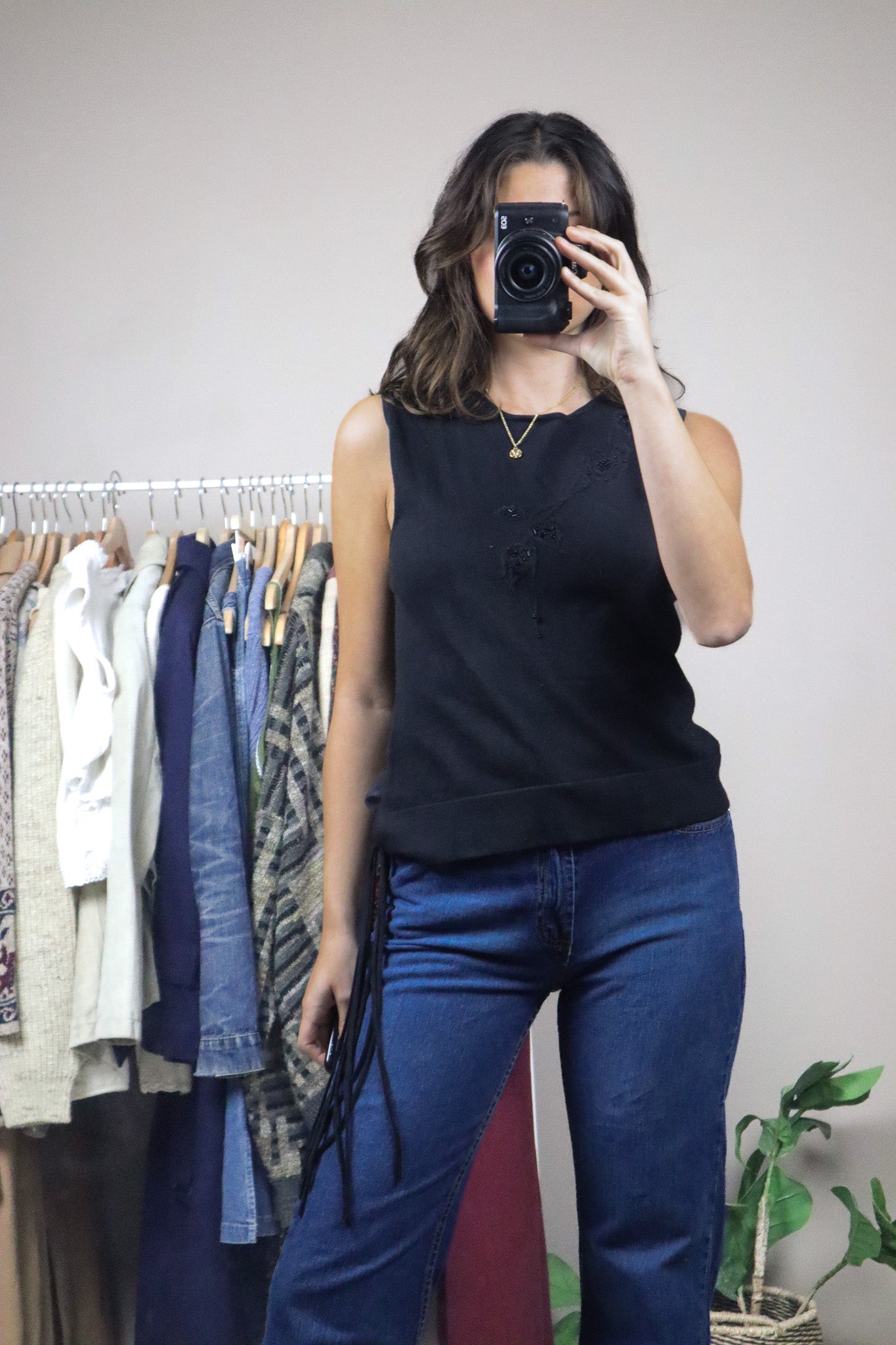 Vintage x Beaded & Embroided Knit Tank (S)