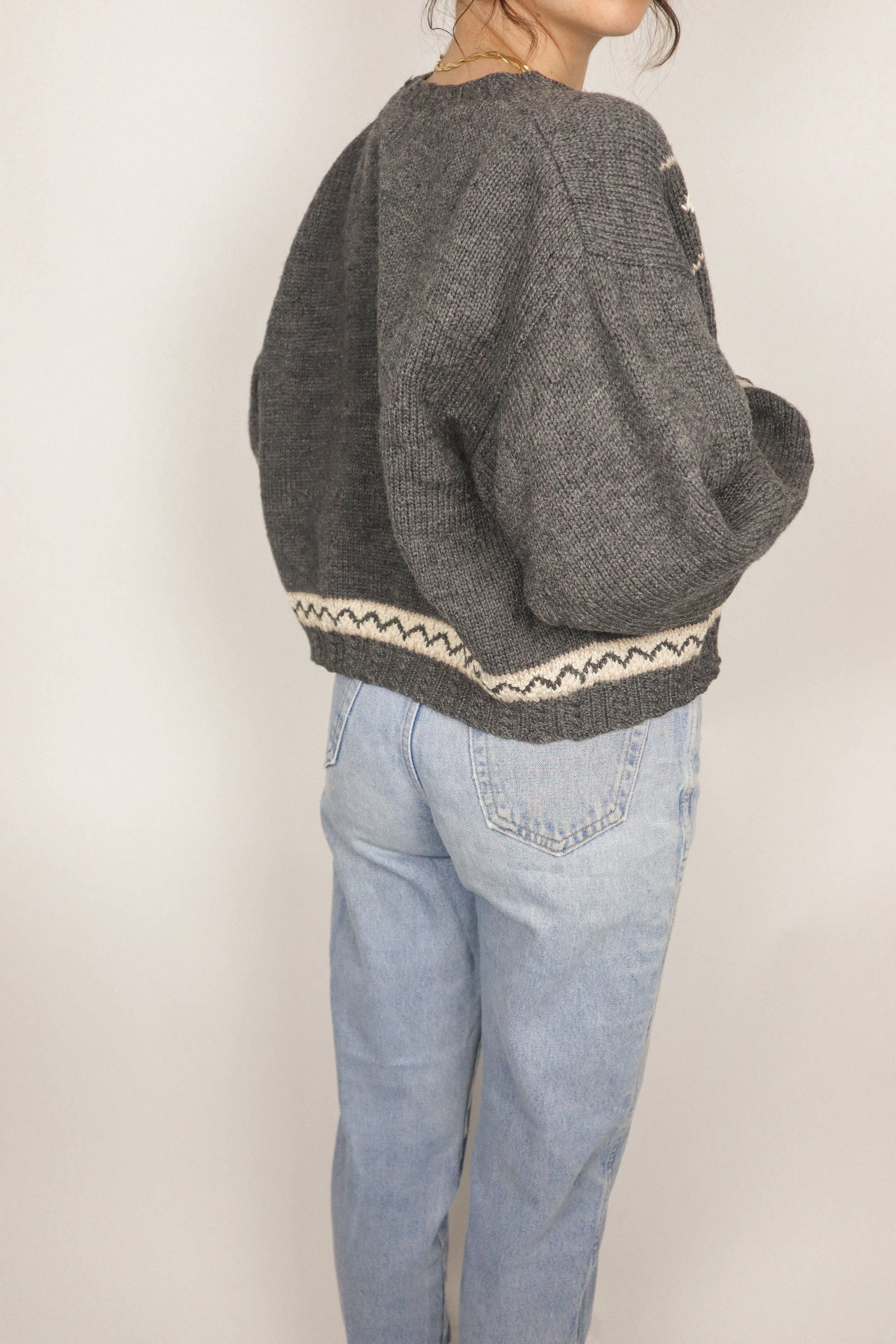Vintage x Wool Argyle Cropped Cardigan (S/M)