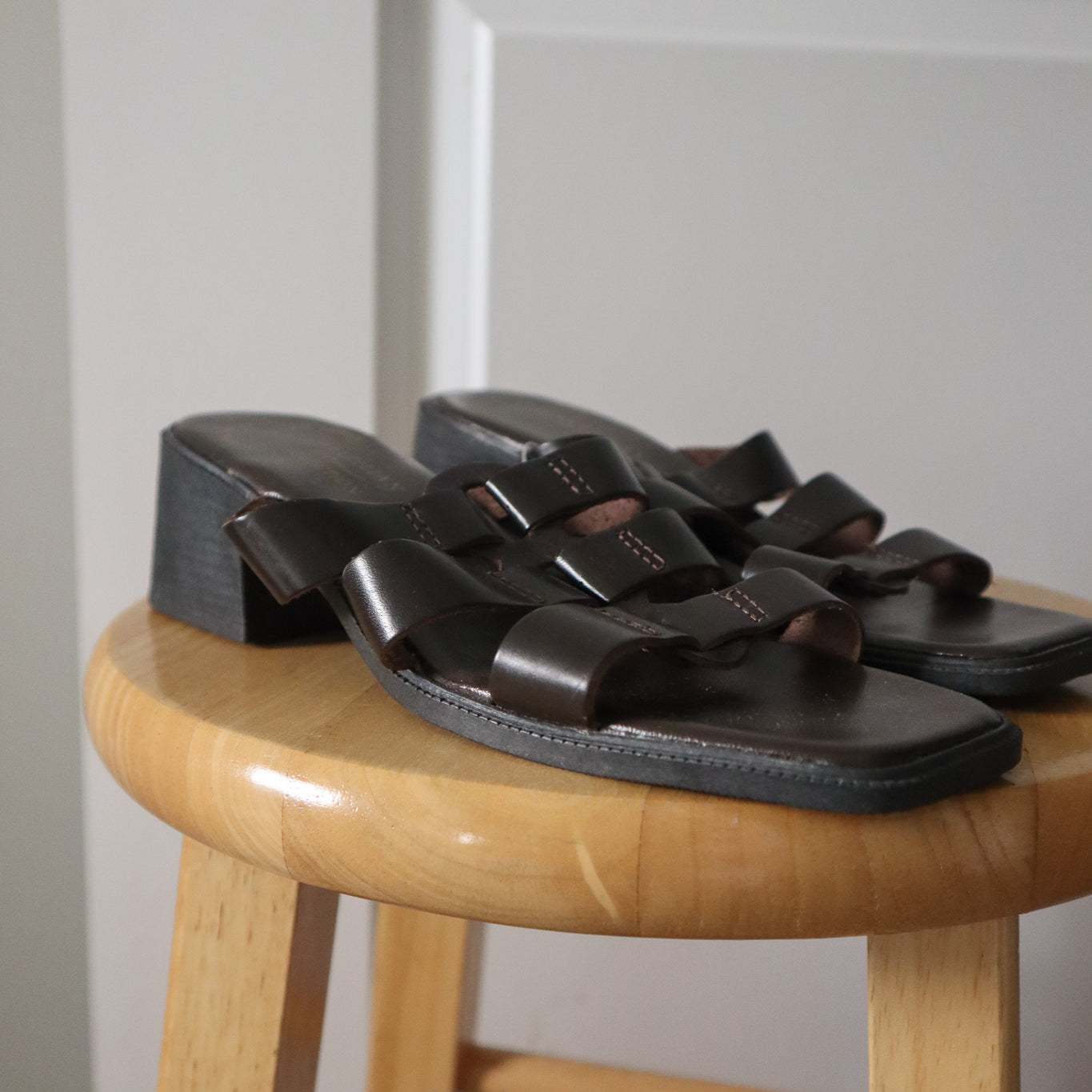 Deadstock x Vintage x Leather Square Toe Sandals (7)