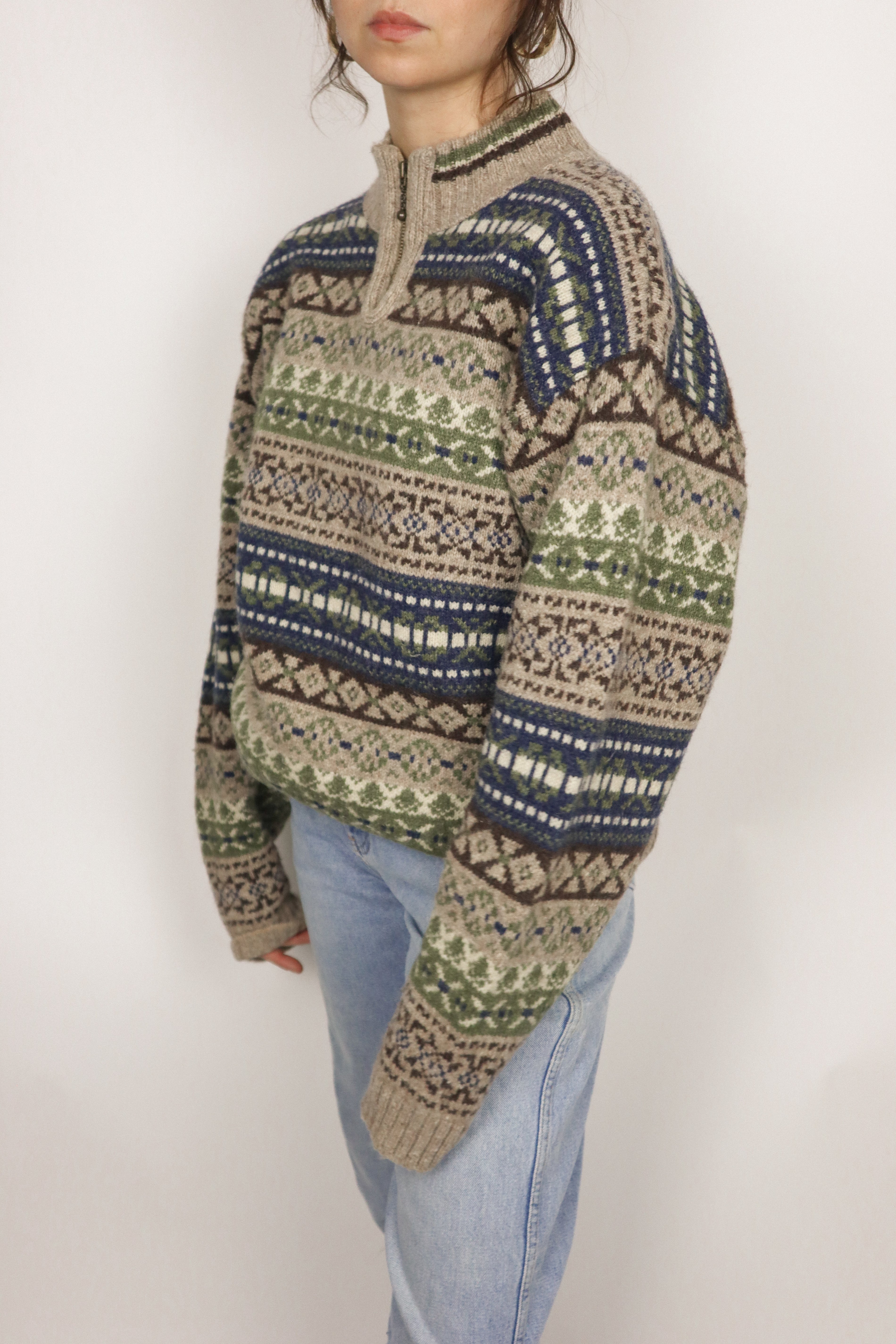 Made in USA x Vintage x Wool Blend Quarter-Zip (M)