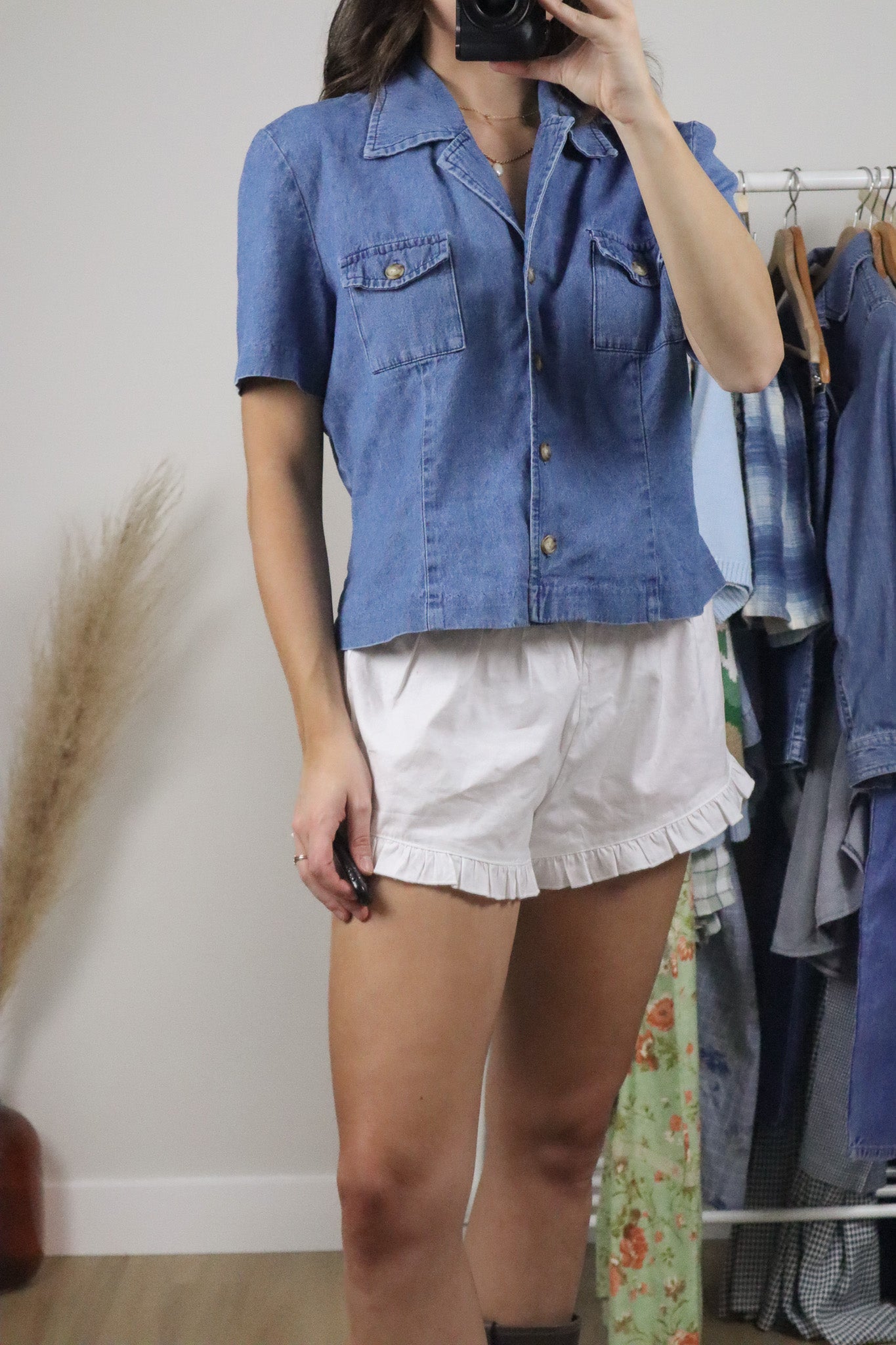 Made in Canada x Vintage x Short-Sleeve Denim Button Up (M)