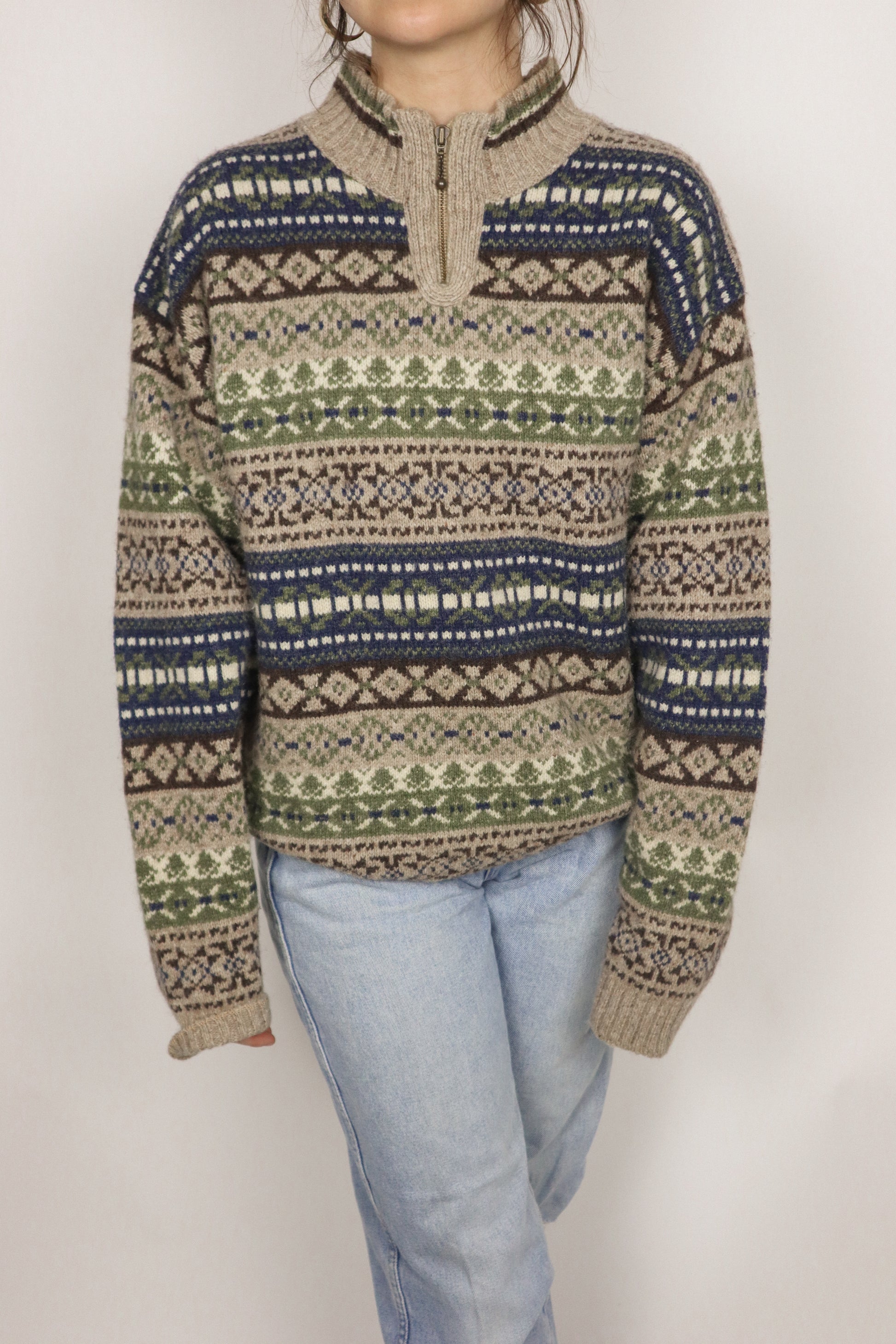 Made in USA x Vintage x Wool Blend Quarter-Zip (M)