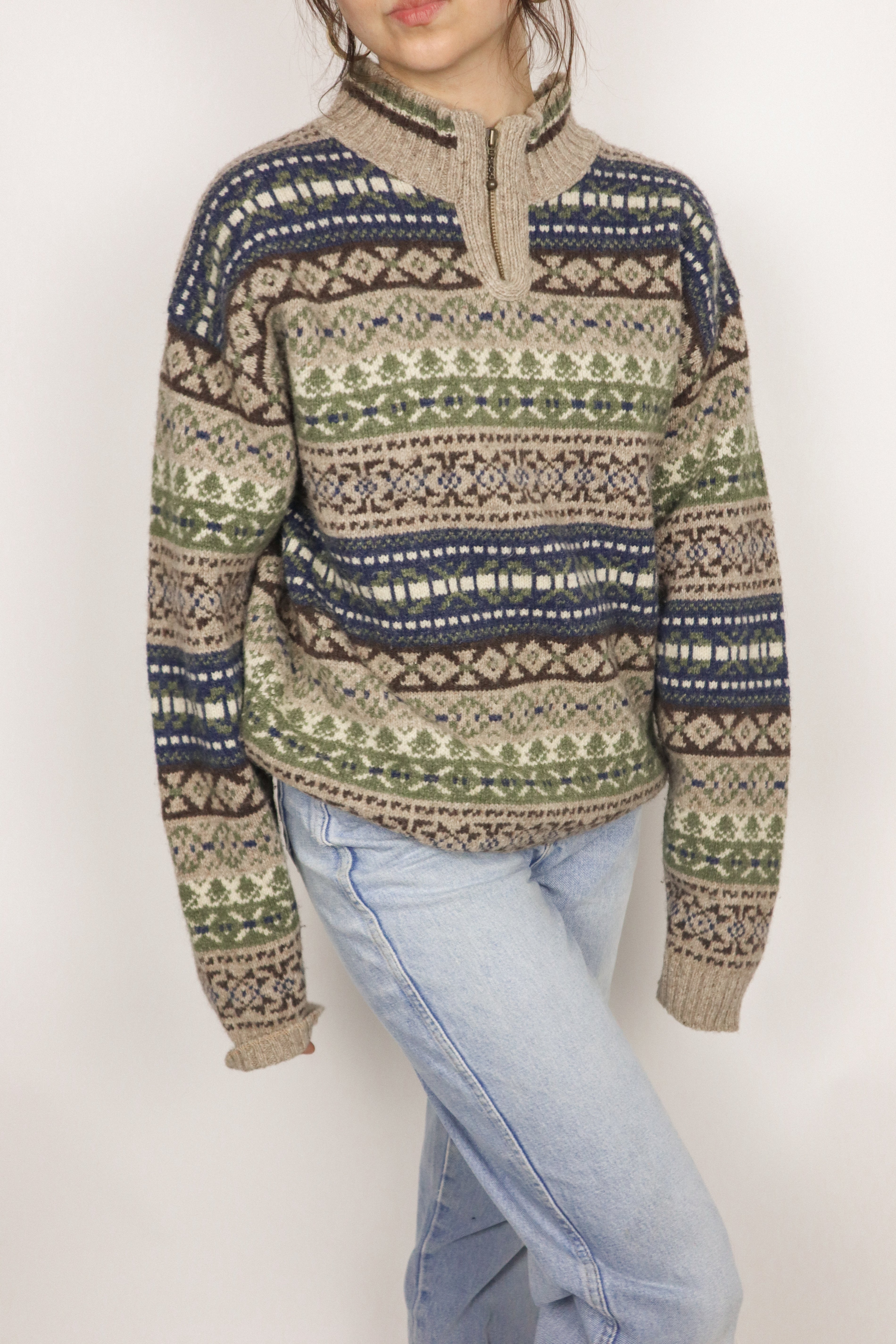 Made in USA x Vintage x Wool Blend Quarter-Zip (M)