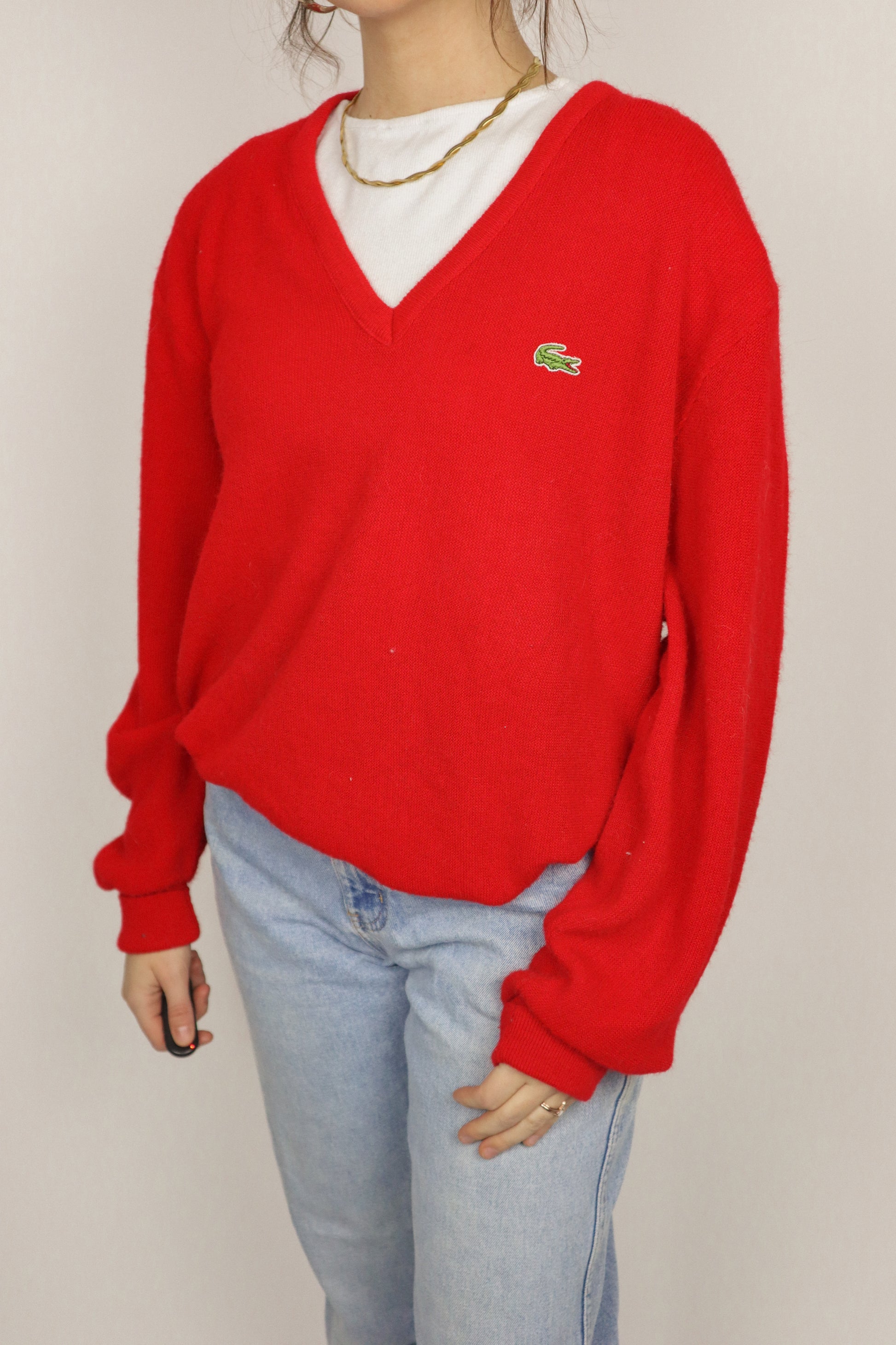 Made in the USA x Vintage x Lacoste V-Neck Sweater (M)