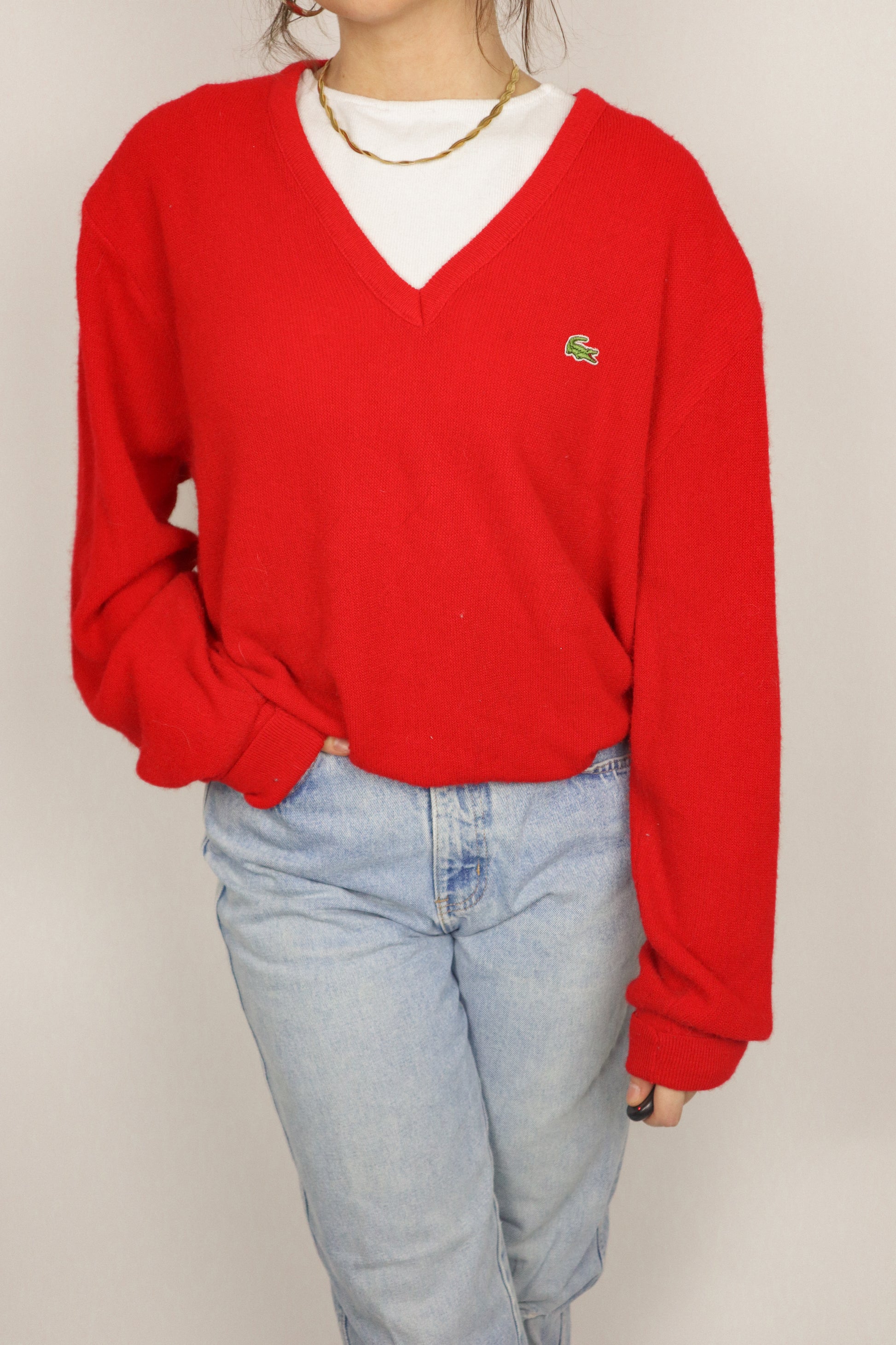 Made in the USA x Vintage x Lacoste V-Neck Sweater (M)
