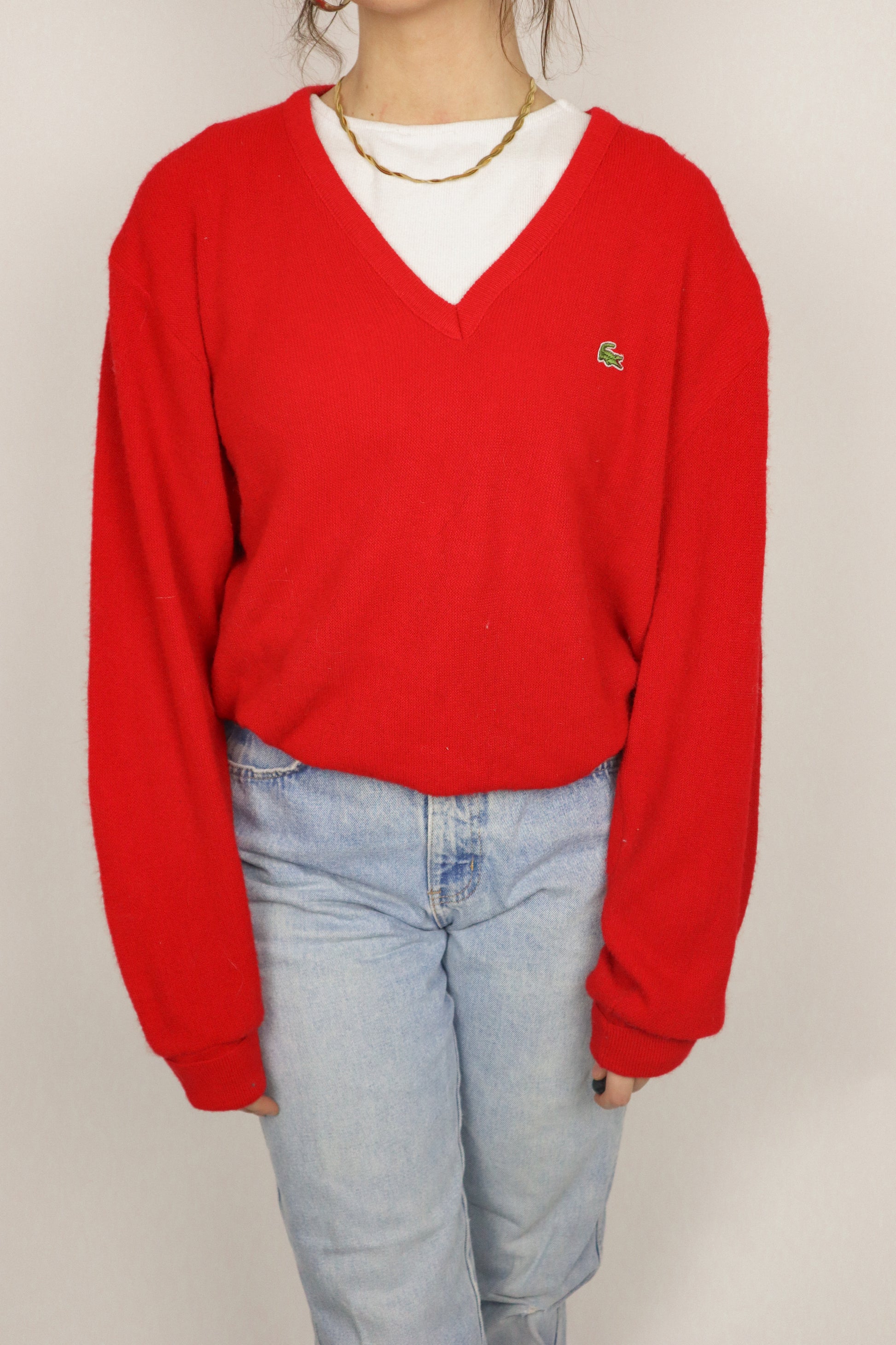 Made in the USA x Vintage x Lacoste V-Neck Sweater (M)