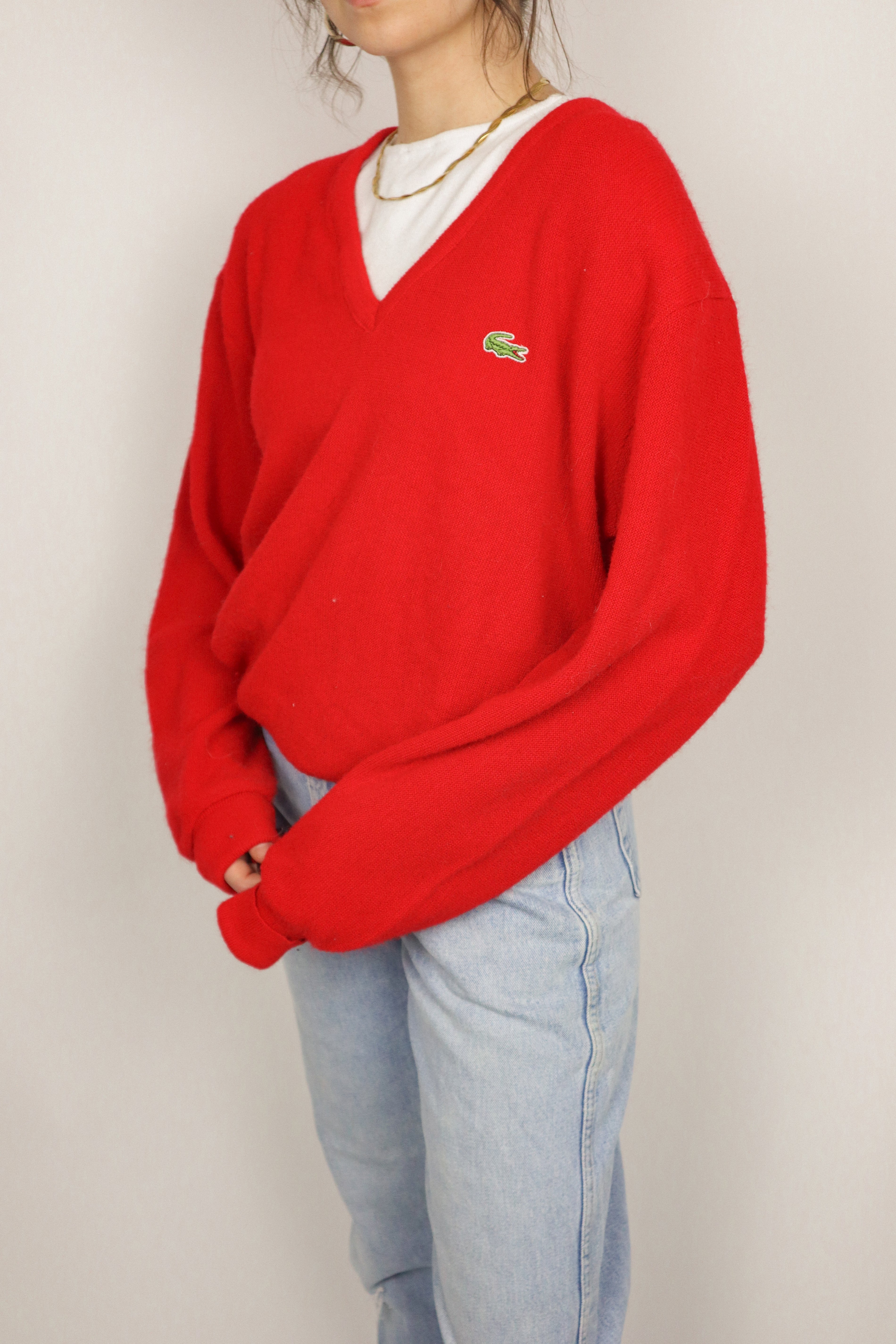 Made in the USA x Vintage x Lacoste V-Neck Sweater (M)