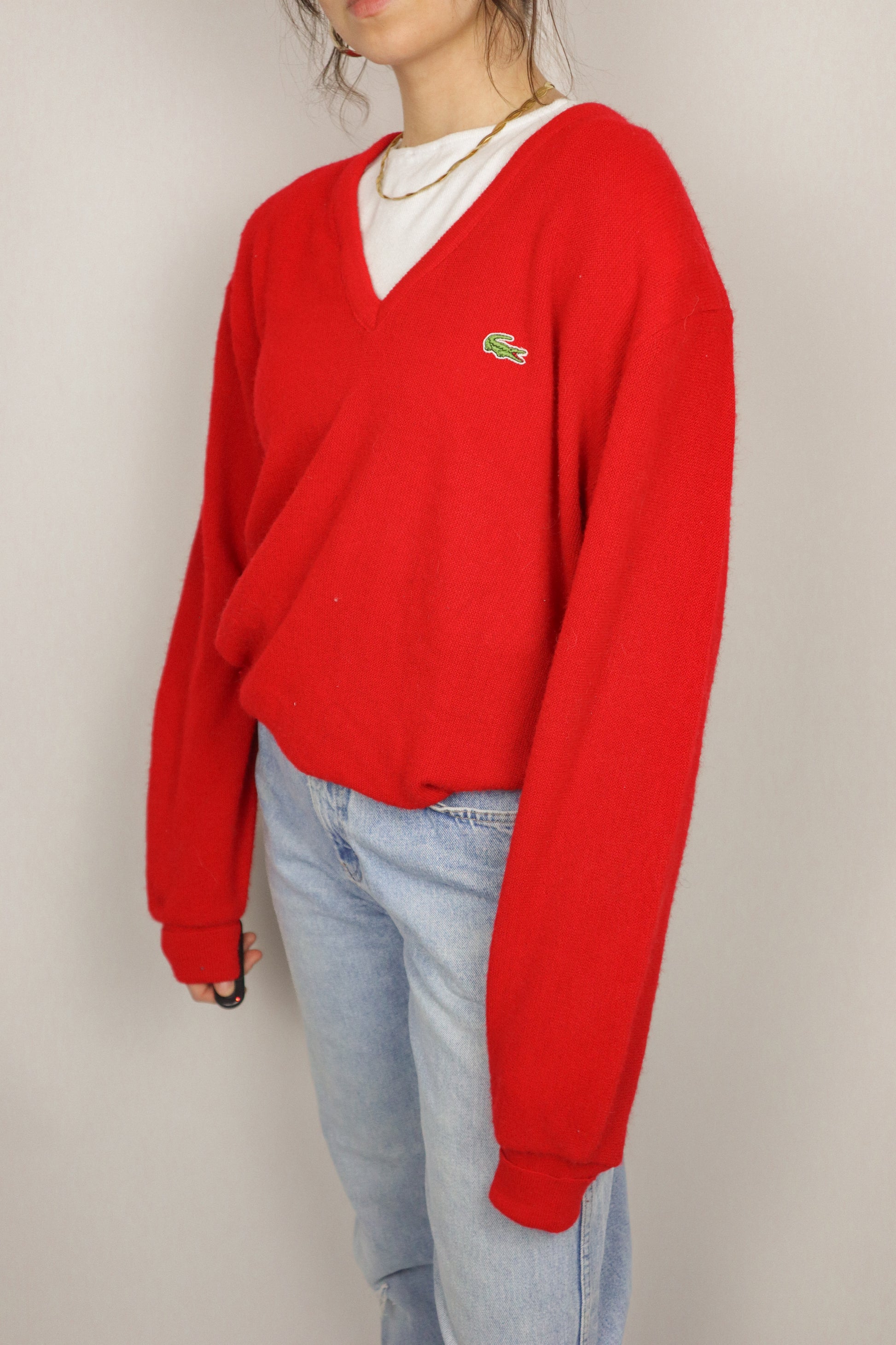 Made in the USA x Vintage x Lacoste V-Neck Sweater (M)