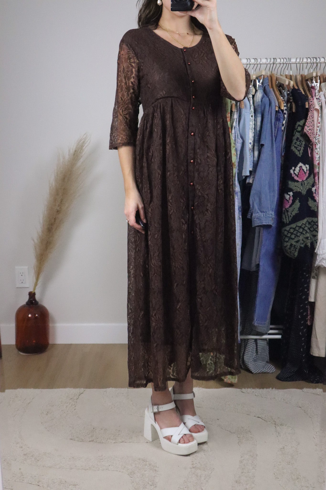 Vintage x Lace Button Up Maxi Dress (8)