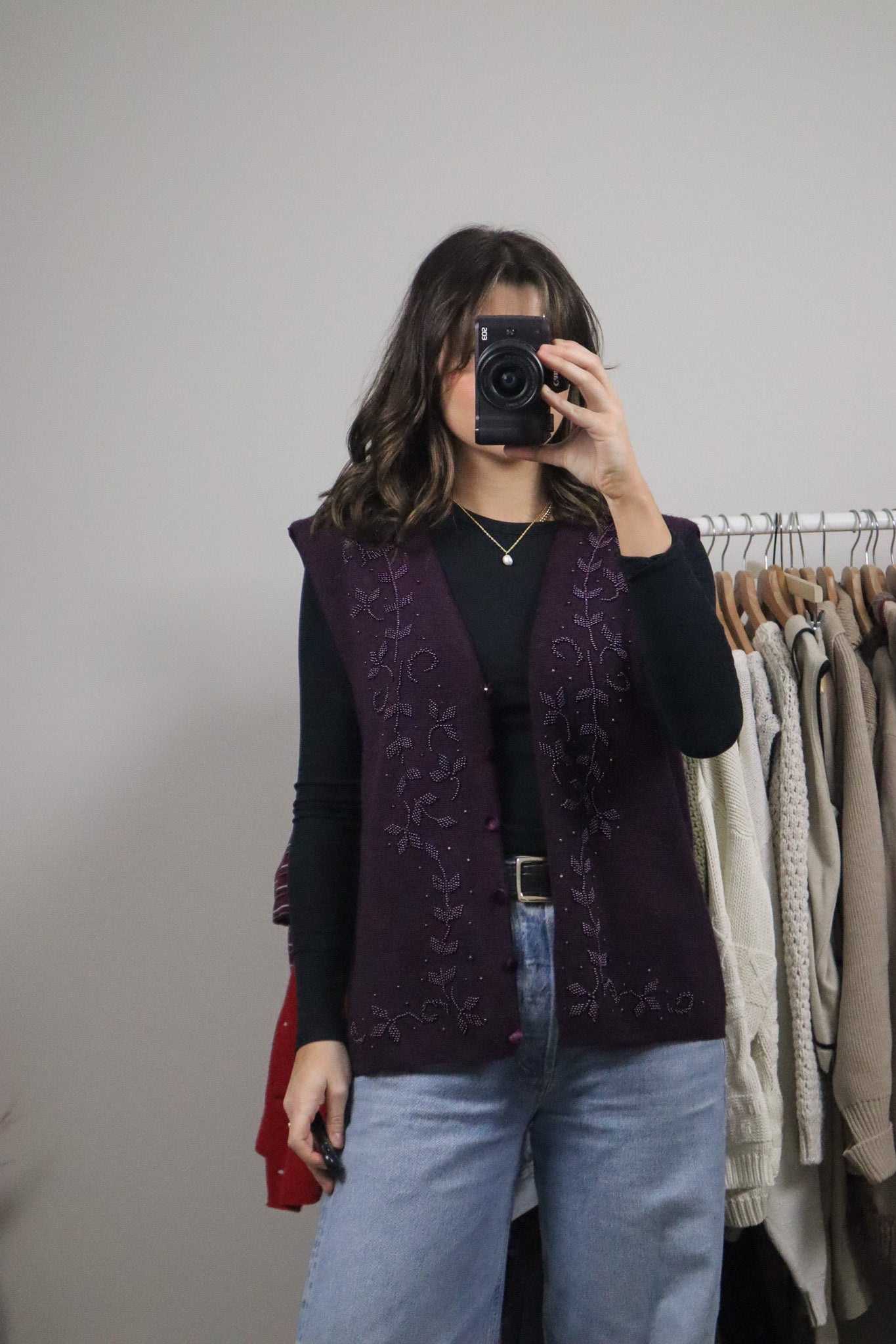Vintage x Wool Blend Beaded Vest (8/10)