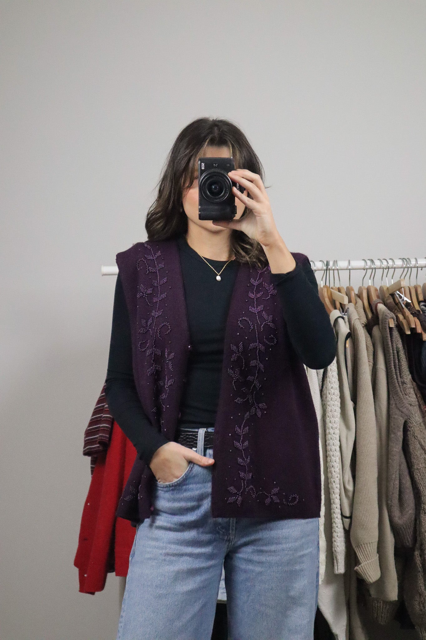 Vintage x Wool Blend Beaded Vest (8/10)