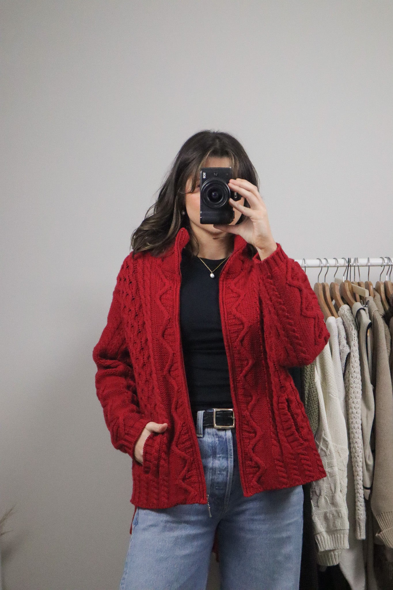 Made in Ireland x Vintage x Merino Wool Chunky Zip-Up Knit (M)