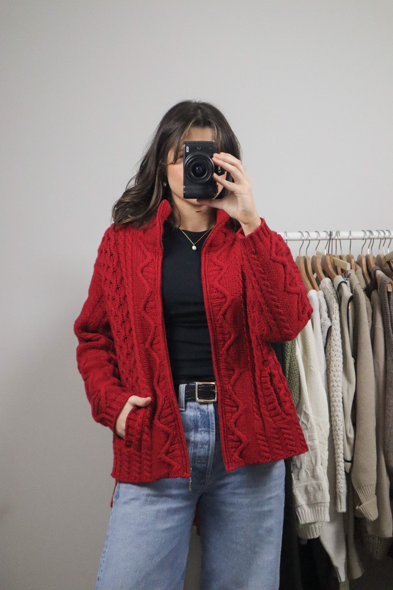 Made in Ireland x Vintage x Merino Wool Chunky Zip-Up Knit (M)