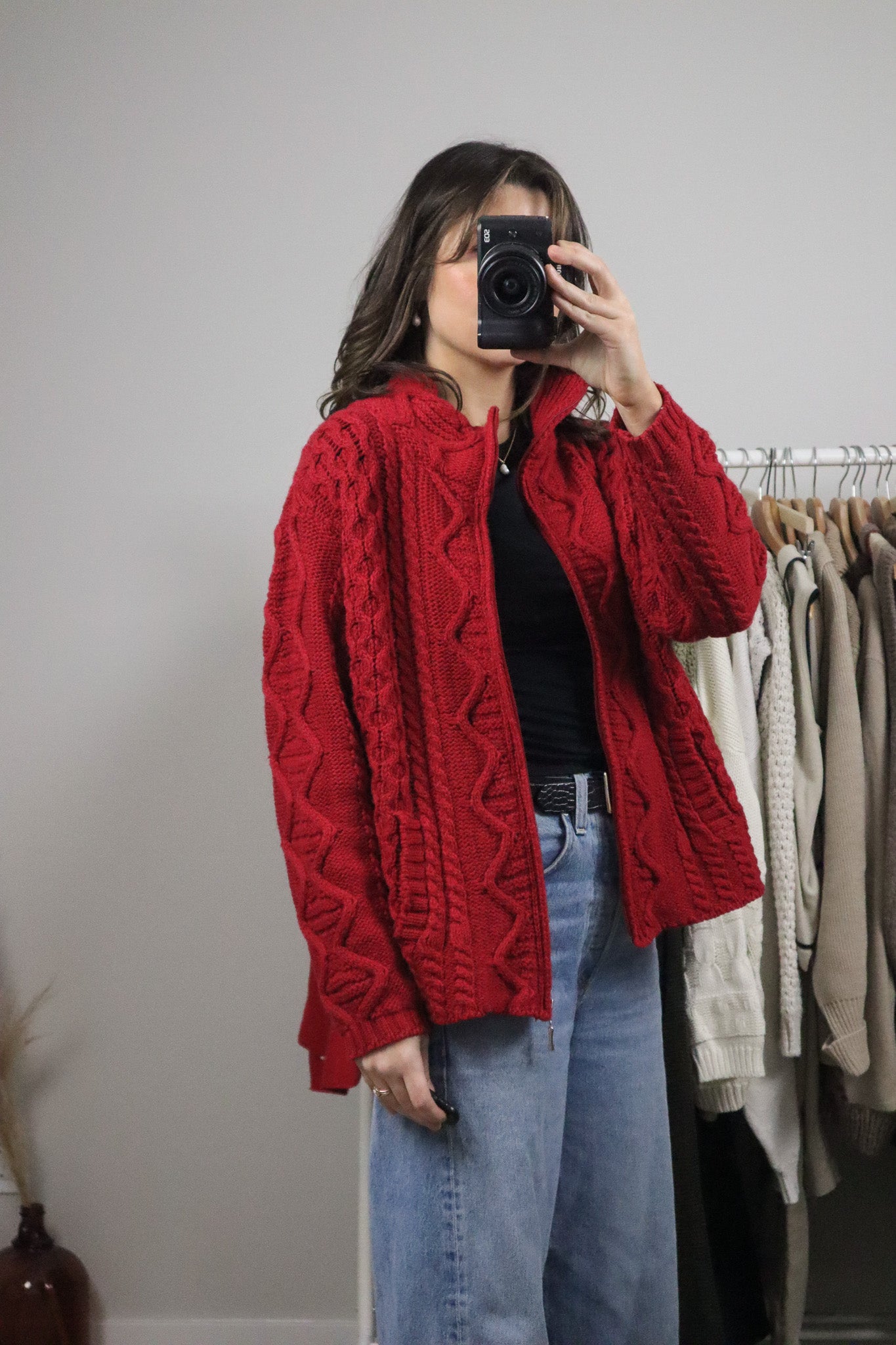 Made in Ireland x Vintage x Merino Wool Chunky Zip-Up Knit (M)