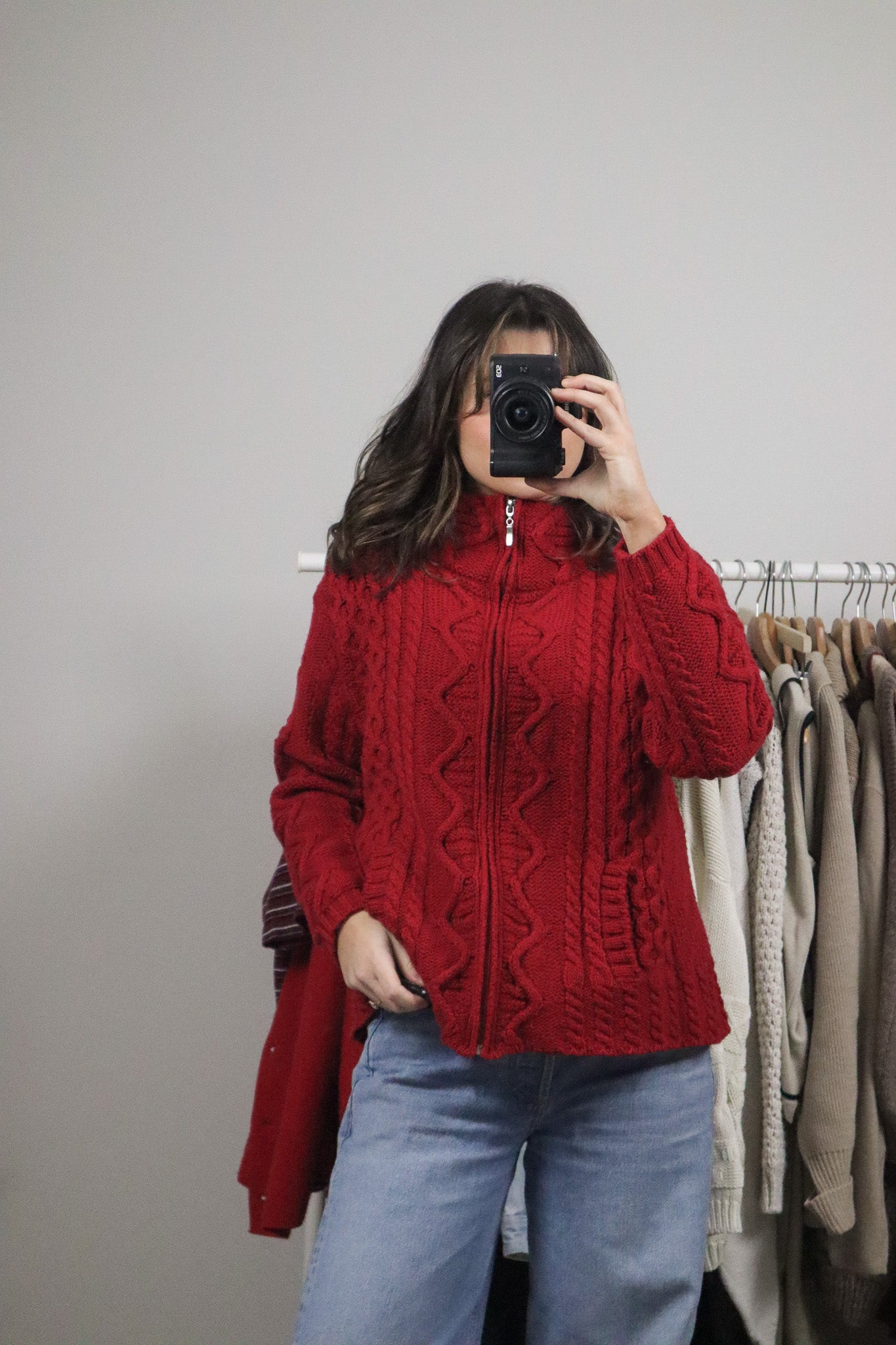 Made in Ireland x Vintage x Merino Wool Chunky Zip-Up Knit (M)