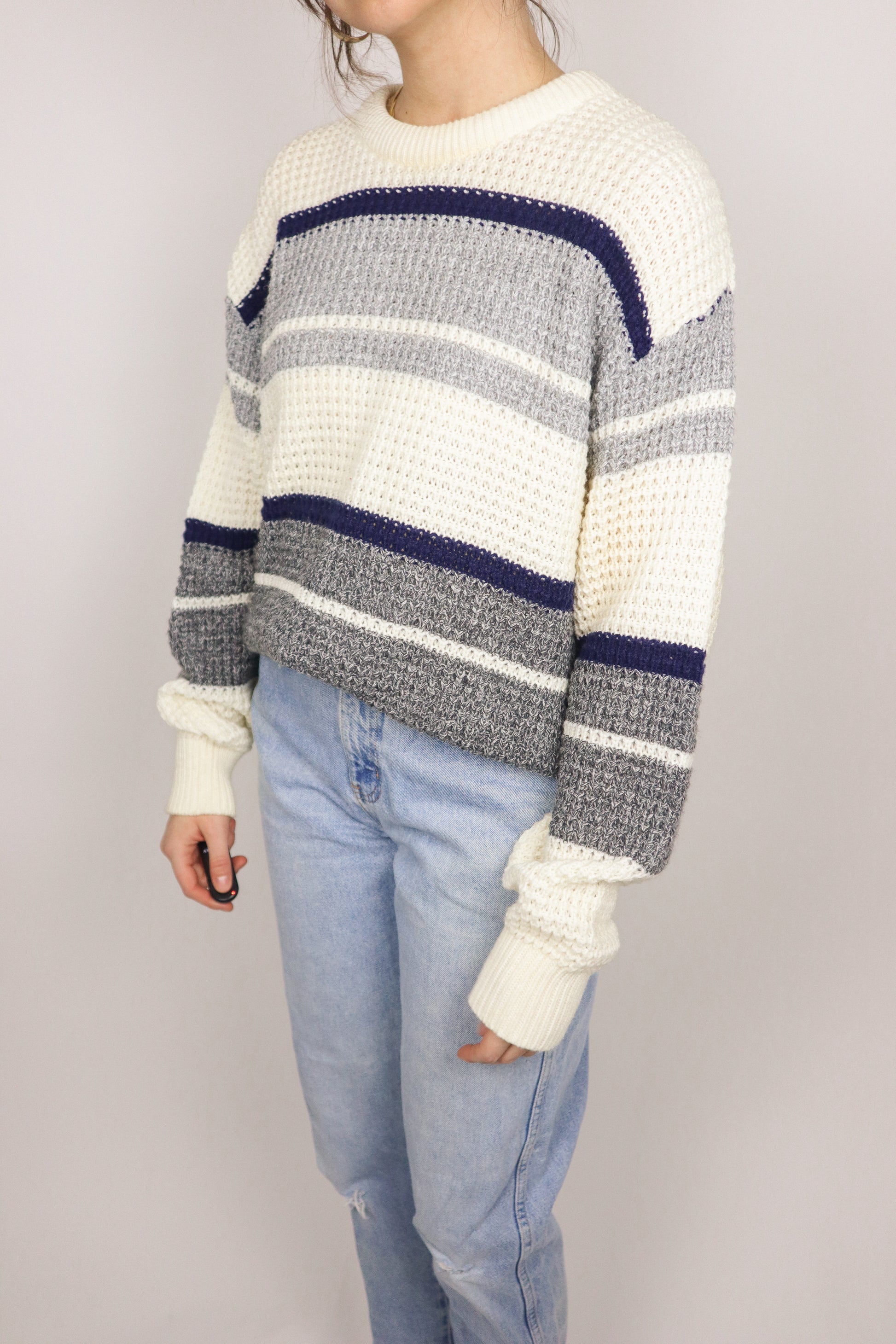 Made in Canada x Vintage x Striped Chunky Knit (S/M)