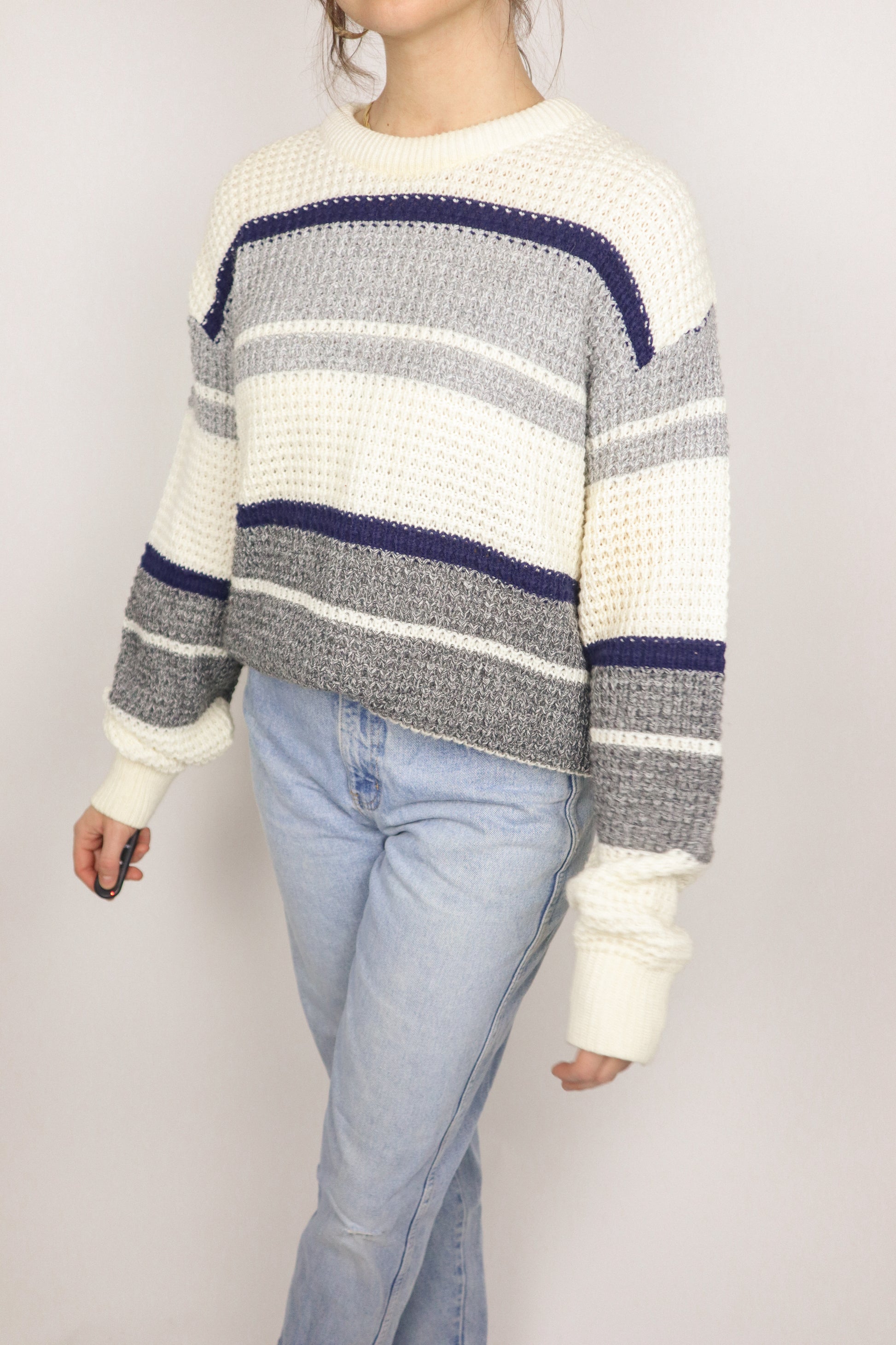 Made in Canada x Vintage x Striped Chunky Knit (S/M)
